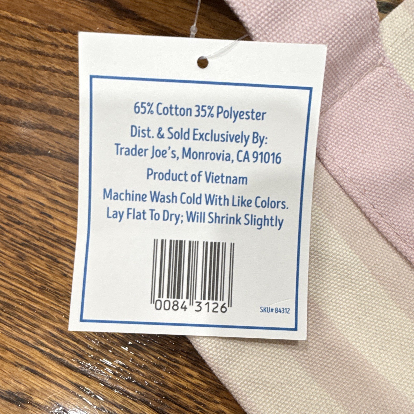 Trader Joe’s Striped Mini Canvas Tote Bag Beige/Pink Cotton Blend 13x11x6 New
