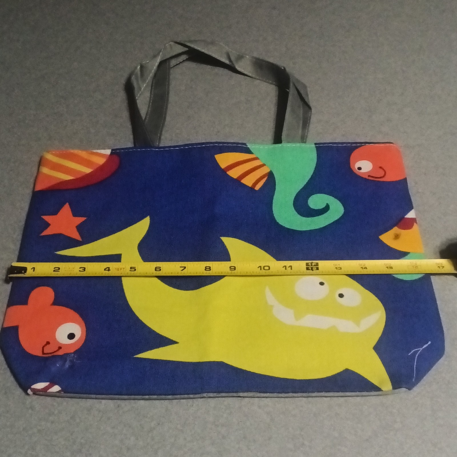 Reusable Shopping Tote Bag Animal Print Blue Multicolor Zipper Closure 15x11x4