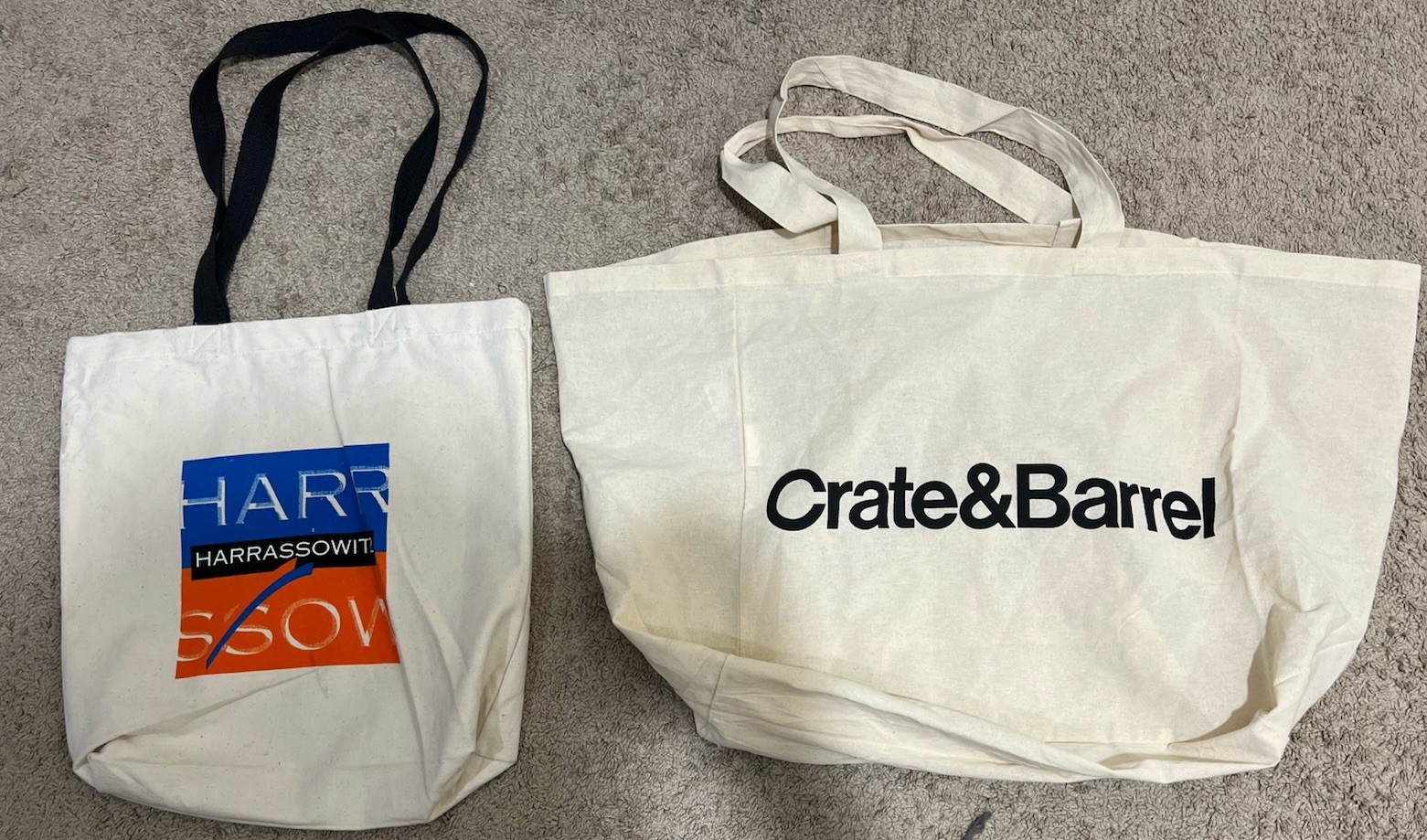 Crate & Barrel Organic Cotton Eco Friendly Reusable XL Tote Bag & Other (Neat)
