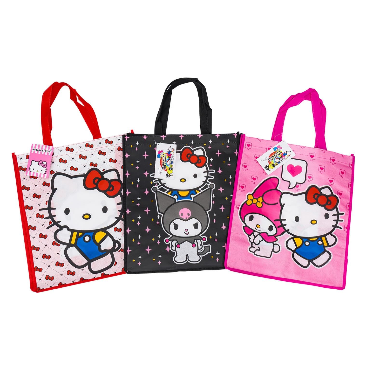 Hello Kitty Reusable Shopping Tote Bags, Kuromi and My Melody Characters, 16 …