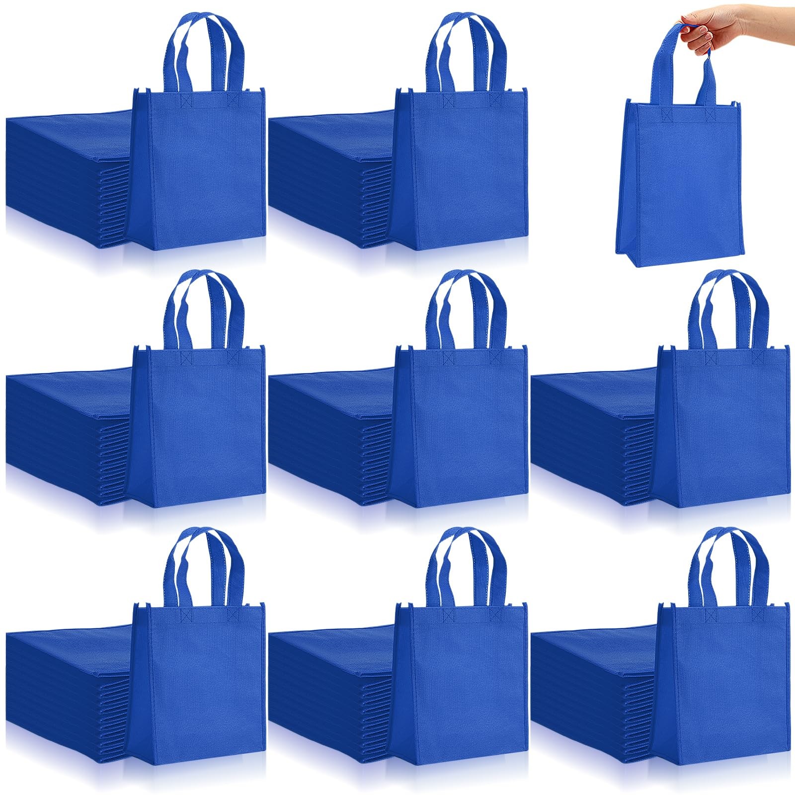 100 Pcs Non Woven Bags Reusable Gift Bag with Handles Shopping Tote Grocery G…