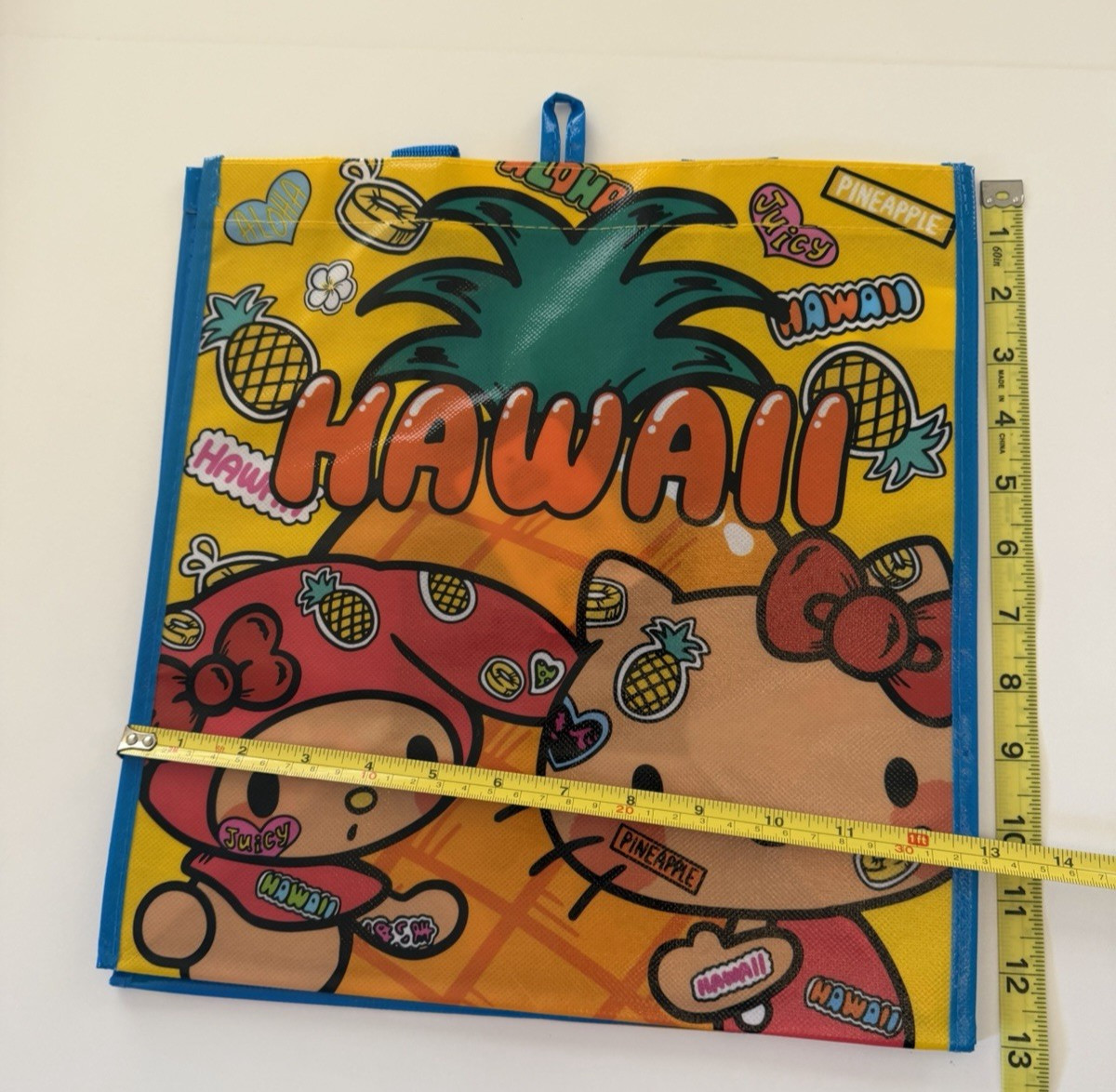 SANRIO Tan HELLO KITTY HAWAII Dole Pineapple Reusable Shopping Bag Set Lot NWT