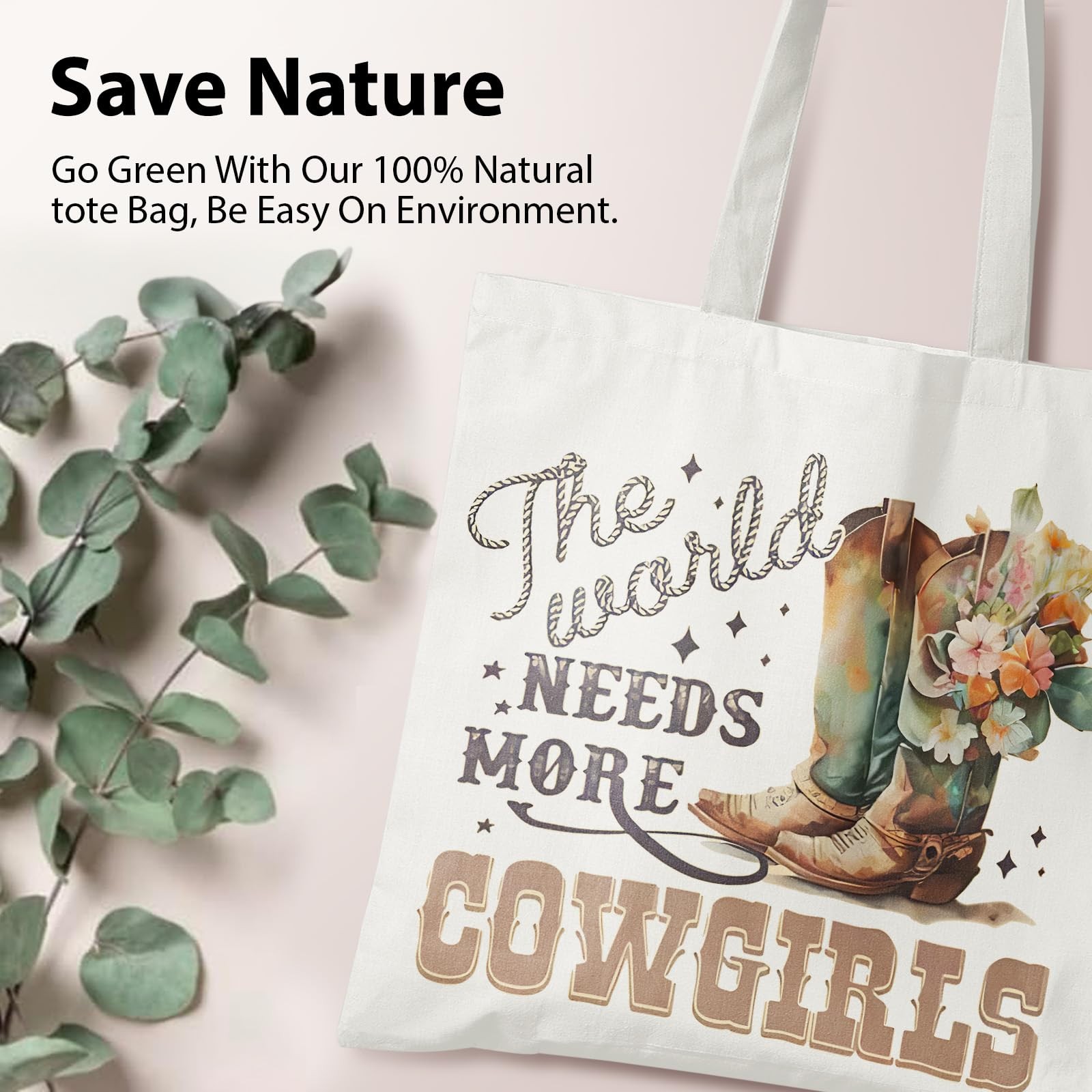 Veqzc Cowgirl Tote Bag, White, 15″ x 13.3″ 25.5″, Women’s One Size, Cowgirl3