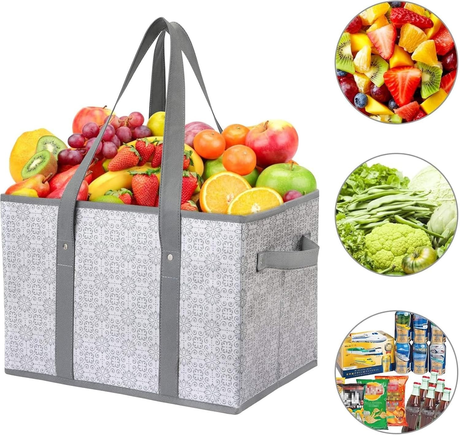 WISELIFE Reusable Grocery Bags [3 Pack],Large Grocery Tote Bag Water Resistant S