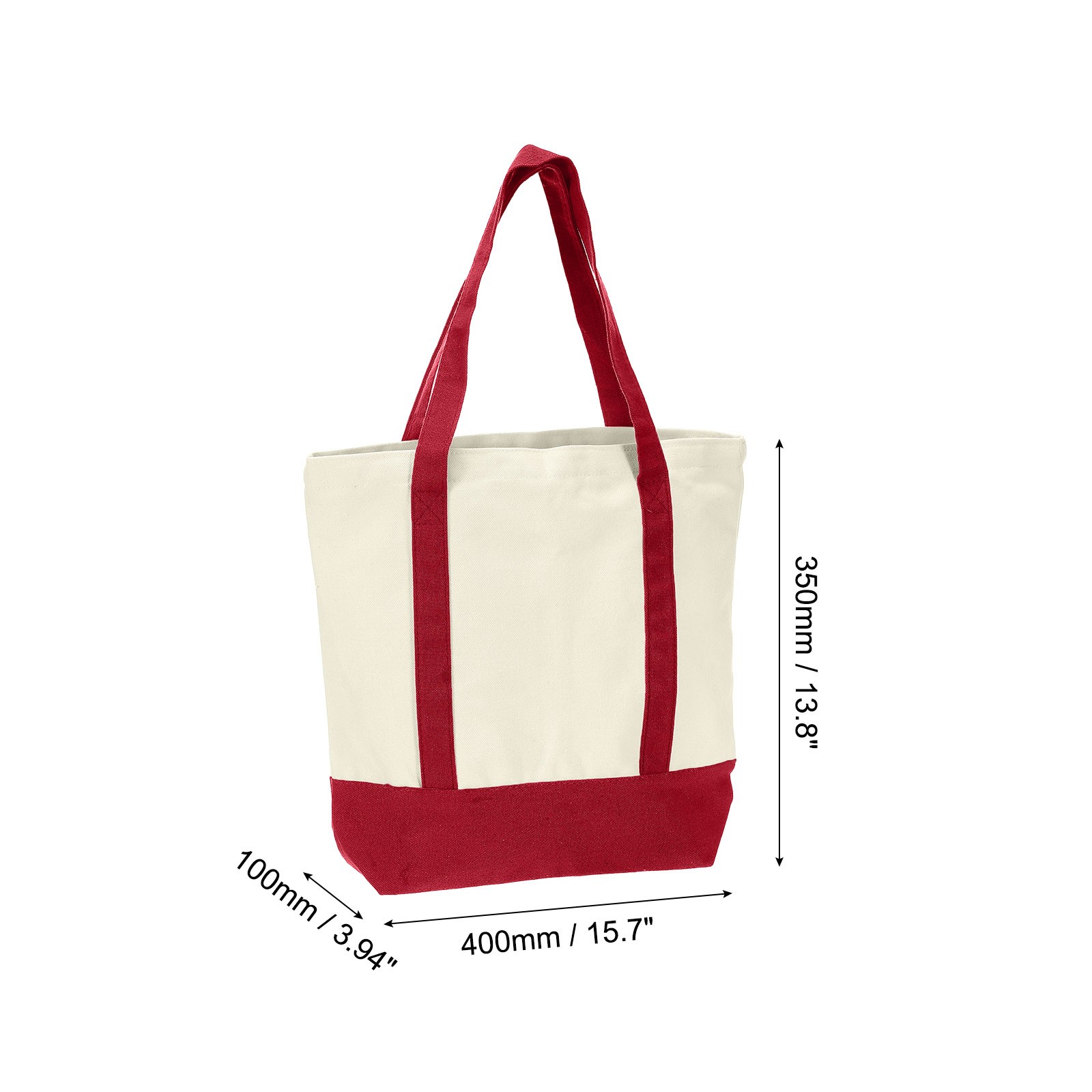 1Pcs 16″ x 14″ x 4″ Reusable Canvas Bag Tote Bag (Red)