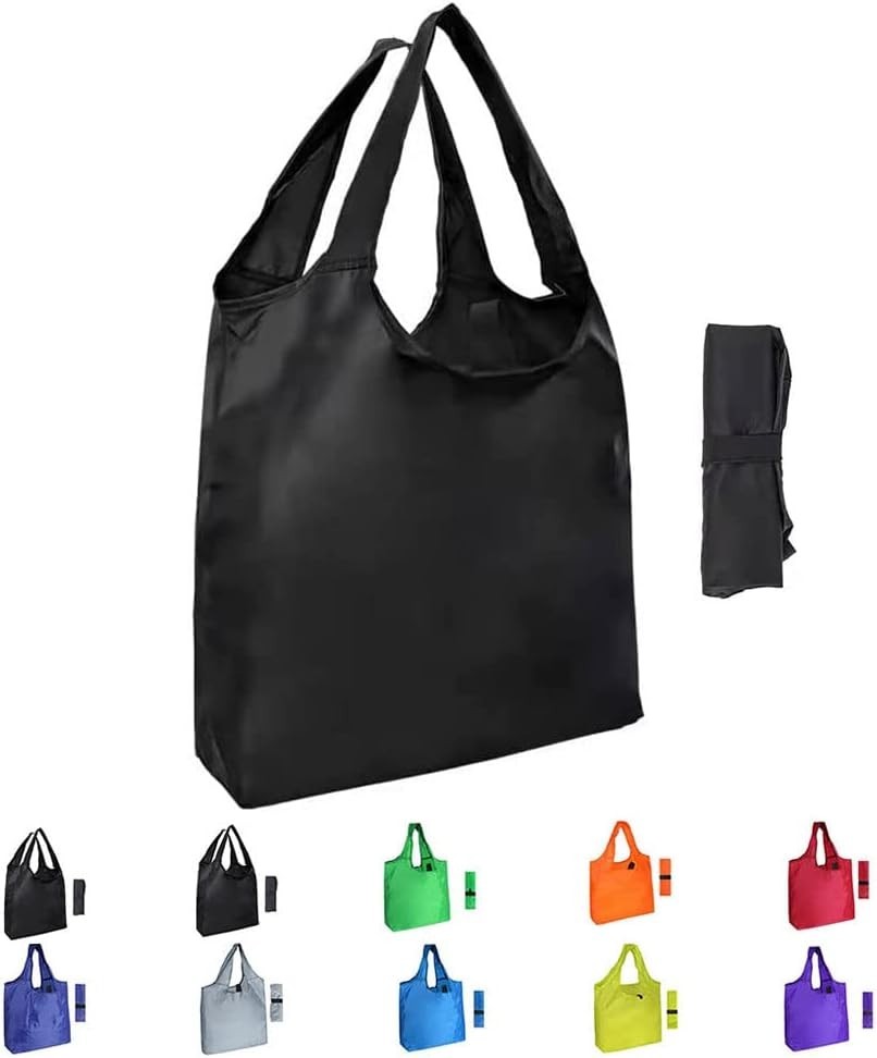 10 Pack Large Foldable Reusable Shopping Bags with Handles Assorted Colors