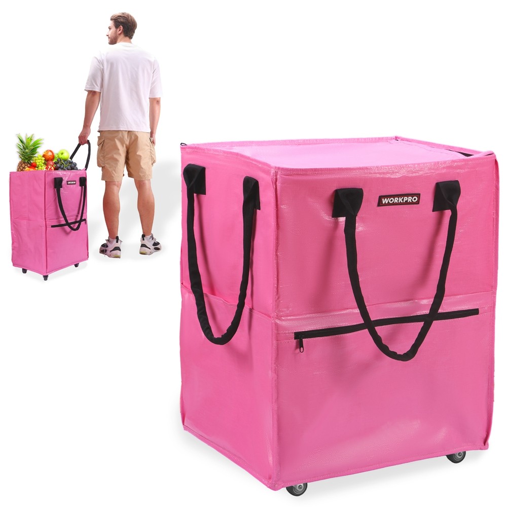 WORKPRO 36-Gallon Rolling Tote Bag w/ 5 Wheels Dual Carry Storage Shopping Bag