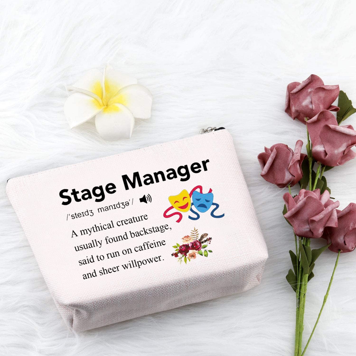 PXTIDY Stage Manager Definition Cosmetic Bag Funny Crew Middle, beige