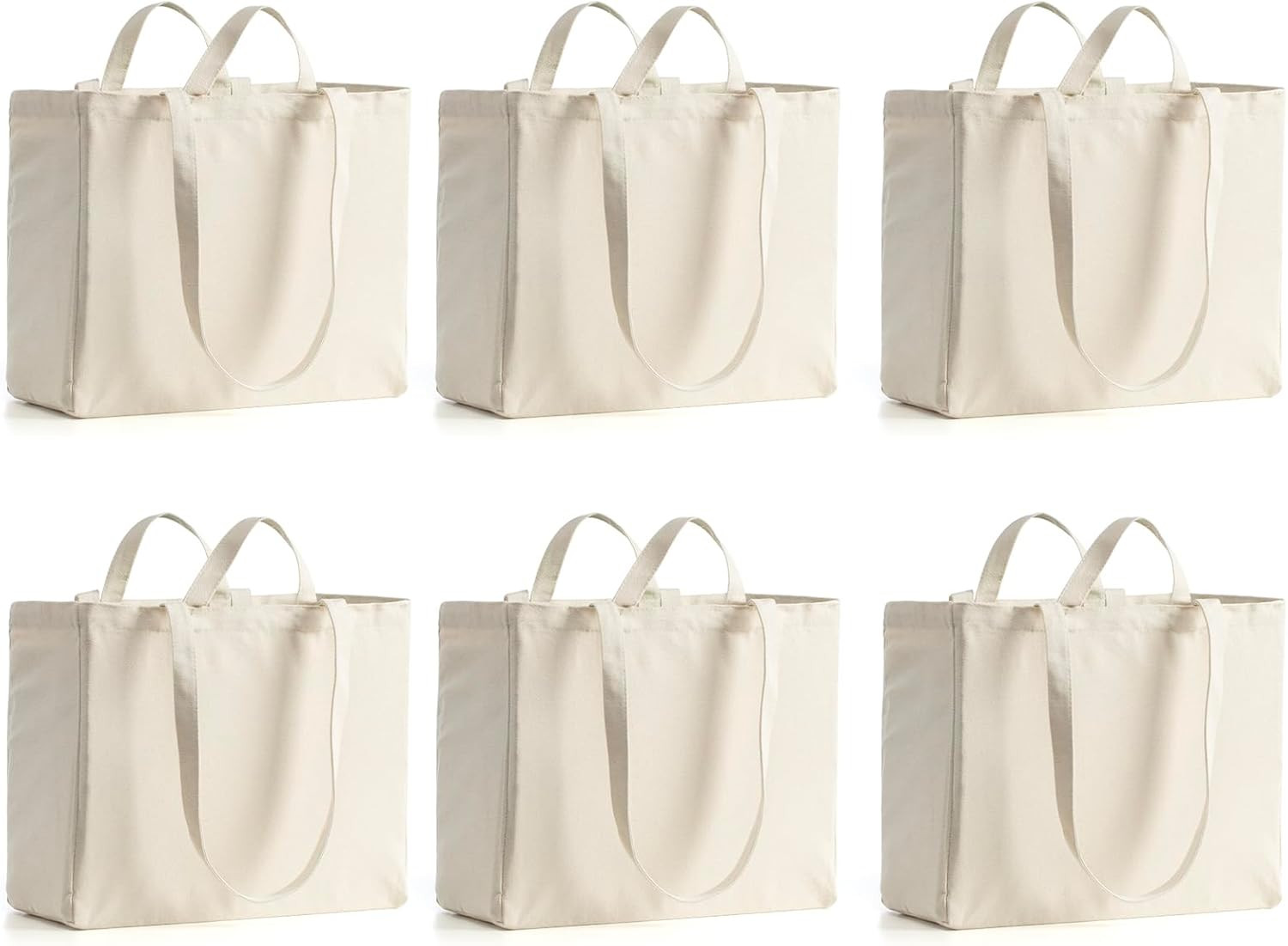 Canvas Tote Bag Reusable Grocery Bags with Long Shoulder Strap and Short Handle
