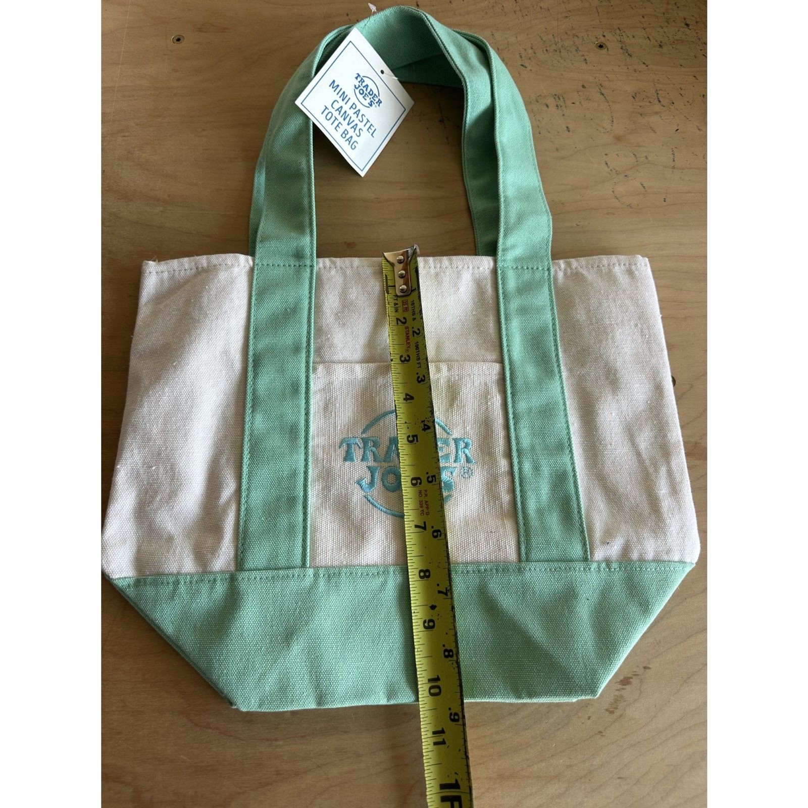 Trader Joe’s Pastel Green Mini Tote Canvas Viral Limited Release NWT