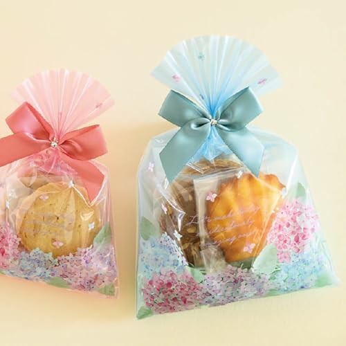 HEADS AJS-OP3 Hydrangea Gift Bags Made in Japan OPP Bags 15 x 23cm Blue 50
