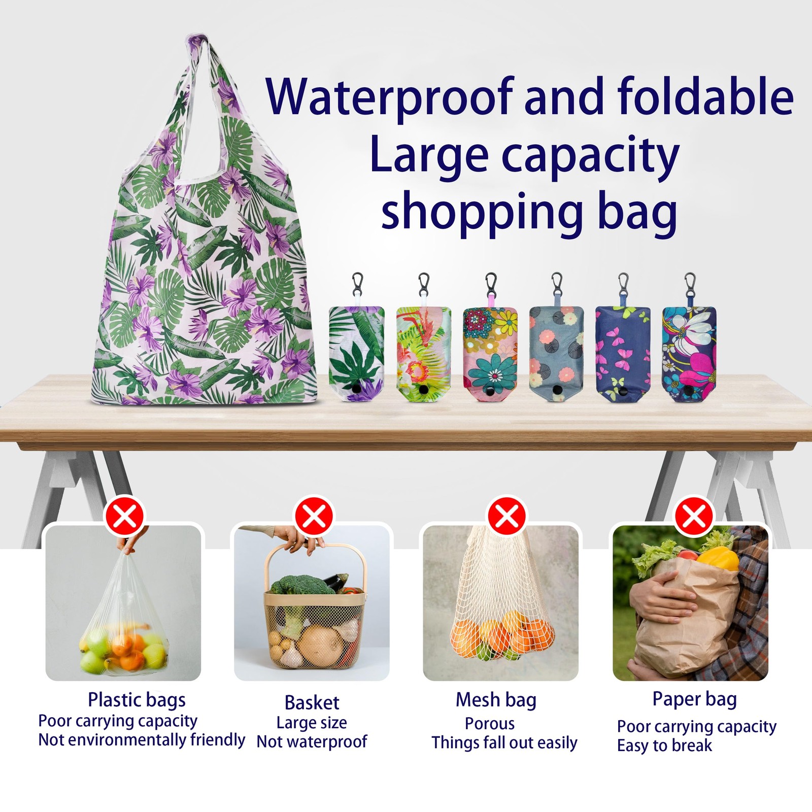 HIQU and HIST 6 Pcs Reusable Shopping Bags, Foldable Grocery Bags in Pocket, …