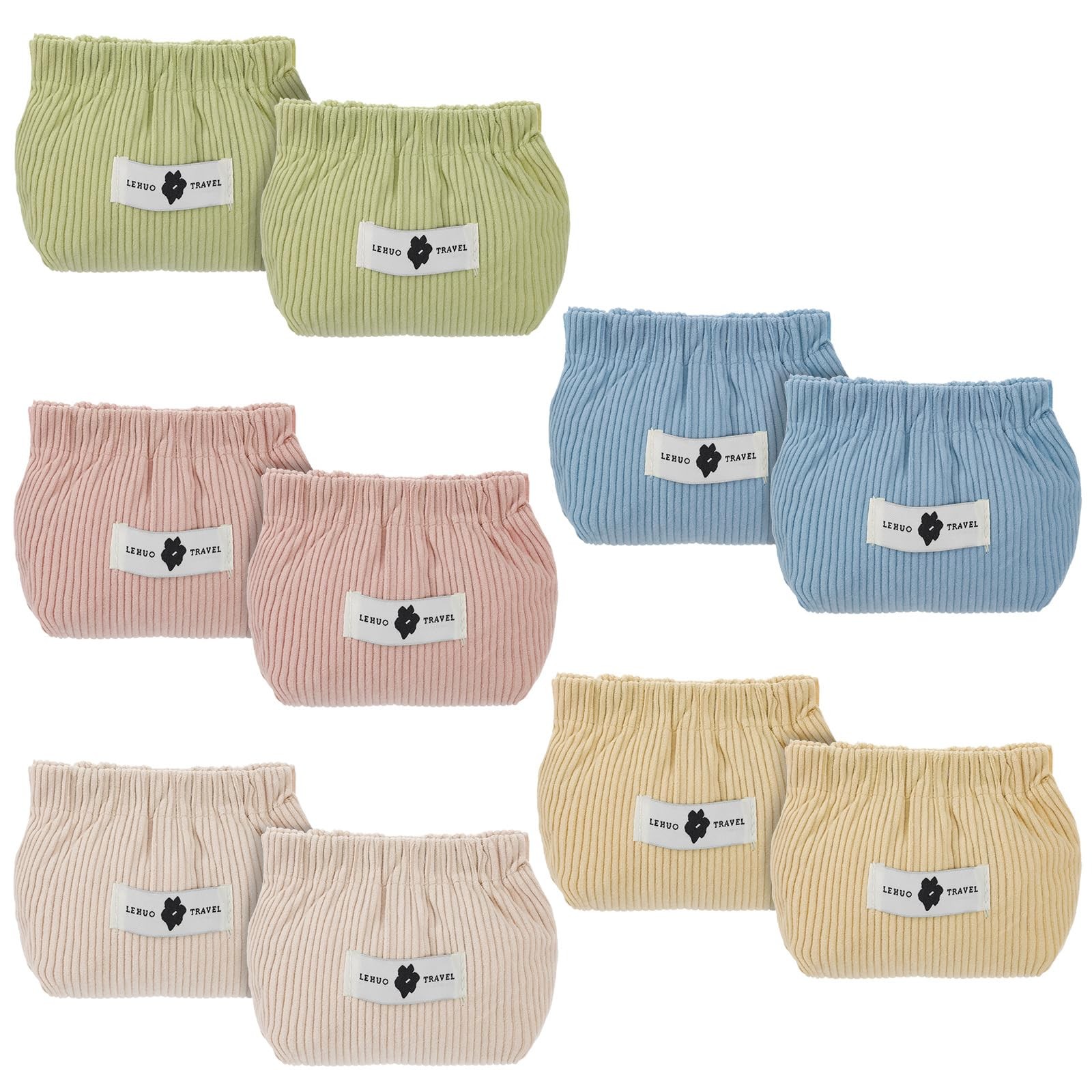 Afcabakila 10 Pcs Corduroy Pink, Fresh Green, Apricot, Cream White, Blue
