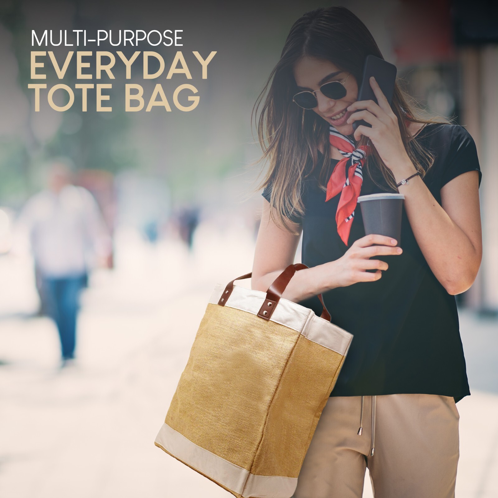 EXULTIMATE Tote Bag Canvas Reusable Grocery Organizer Pocket