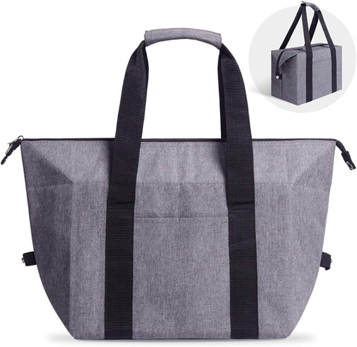 Reusable Insulated Shopping Cooler Bag with Zipper Top for Grocery, Thick Alumim