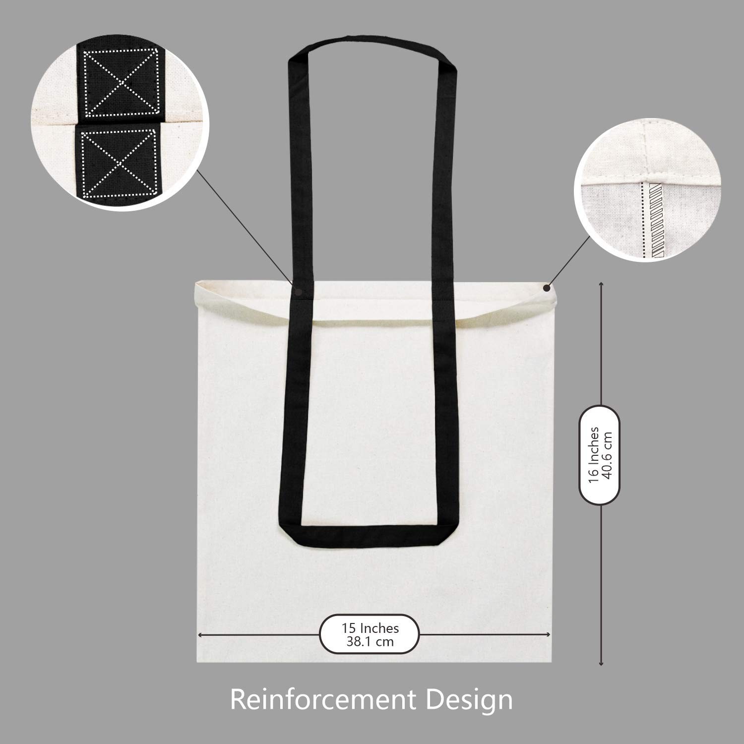 TOPDesign 5-Pack Economical Cotton Tote Bag, Lightweight Medium Reusable Grocery