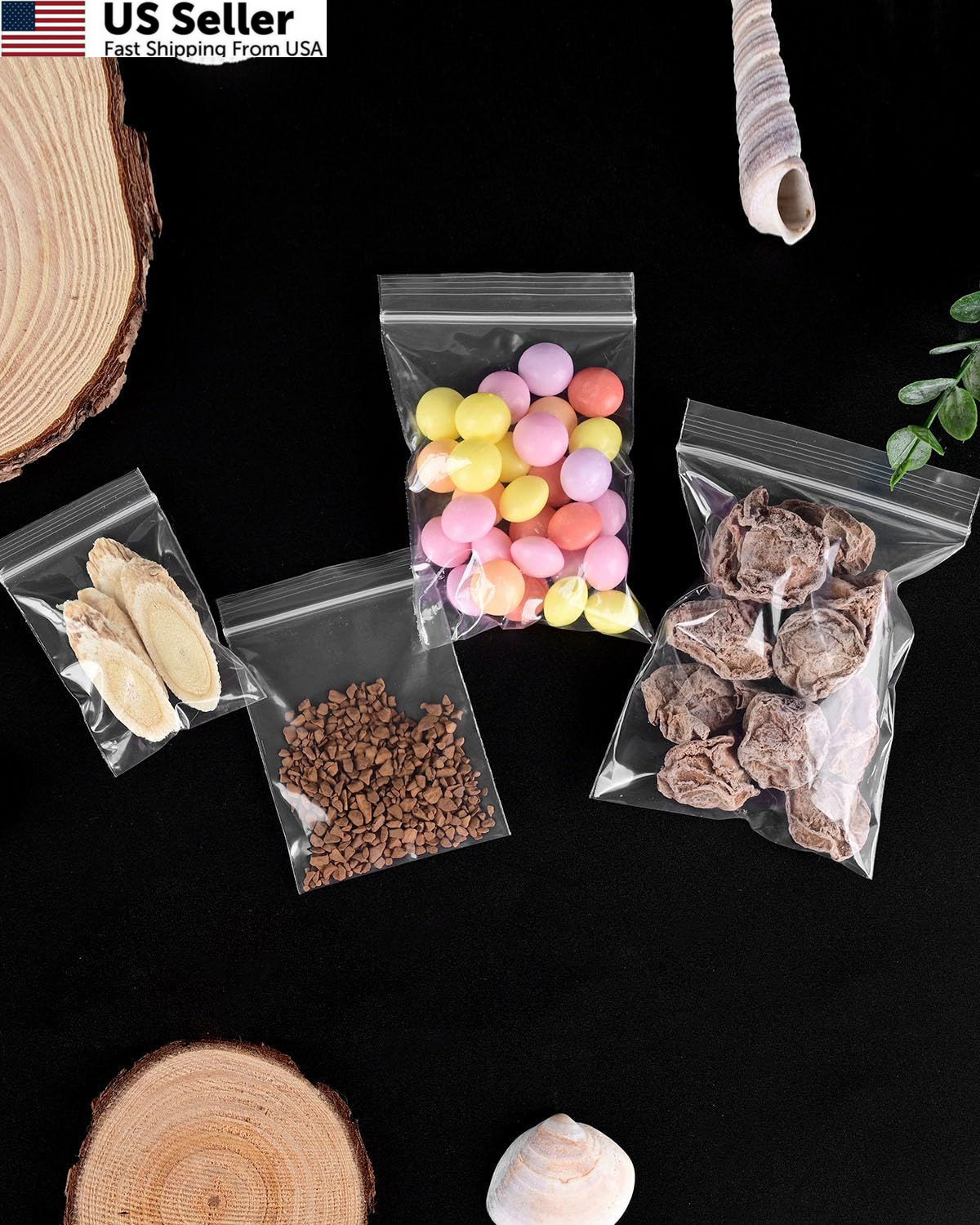 Small Plastic Bags Resealable Clear Poly Storage Jewelry 500 Pcs 4 Sizes New USA