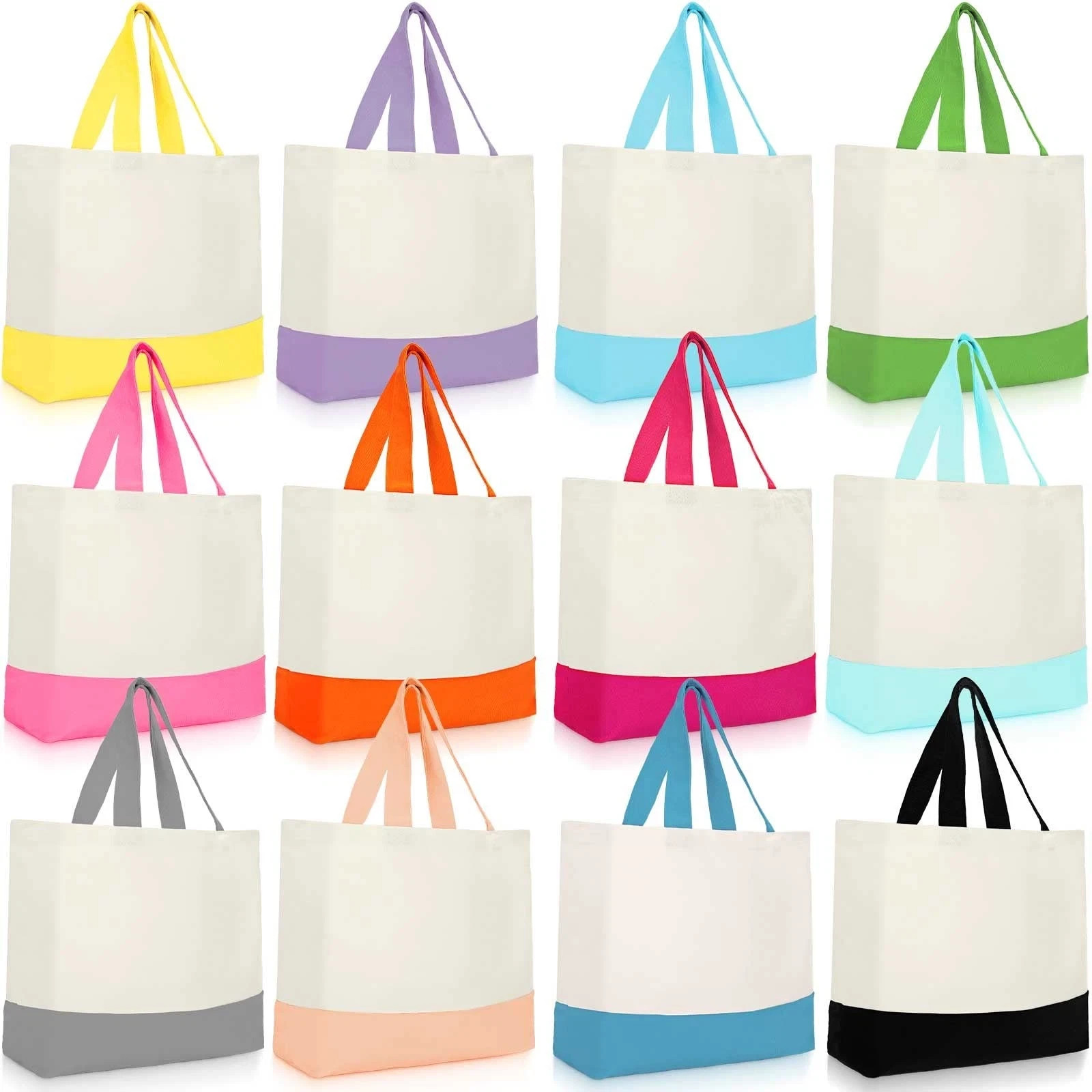 12 Pack Canvas Tote Bags Bulk 18.5 x 15 Inch Reusable Grocery Shopping Bags T…