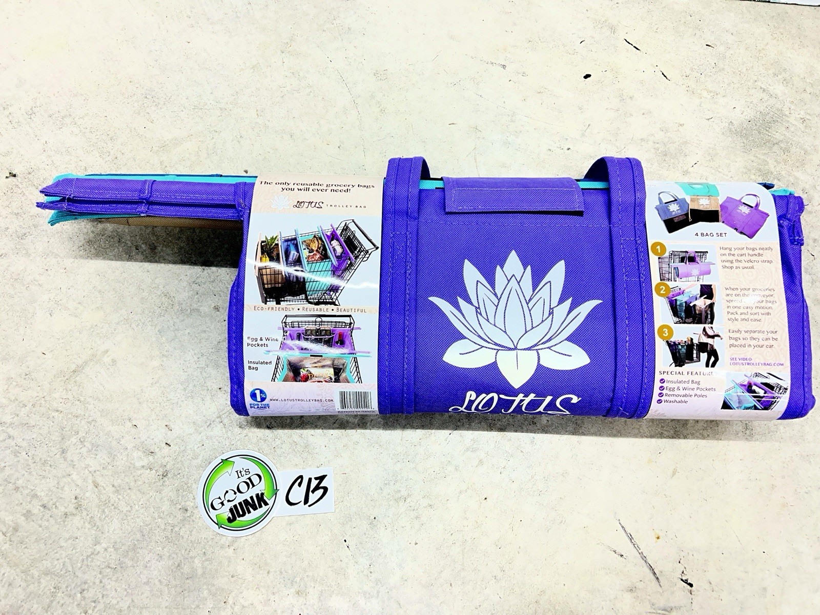 Lotus Shopping Cart Bags Wrap Bundle Grab and Go Eco Friendly Multicolor New ~