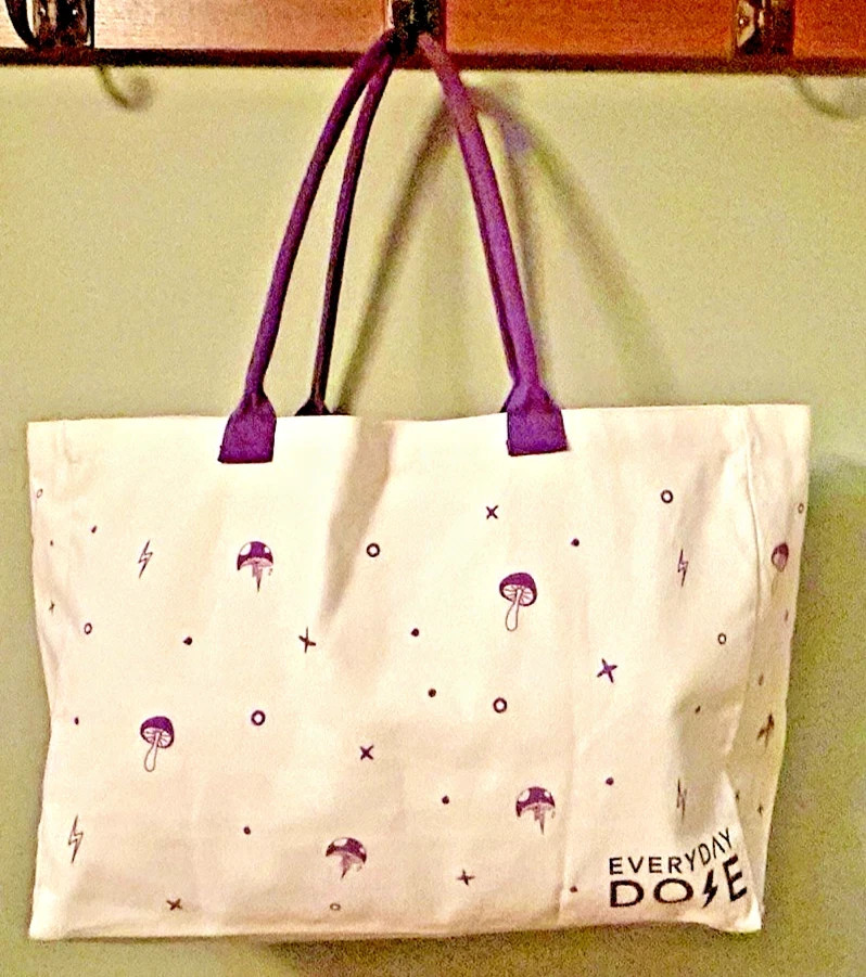 Everyday Dose NEW Canvas Cotton Reusable Mushroom Oversized 20″x 13″ Tote Bag