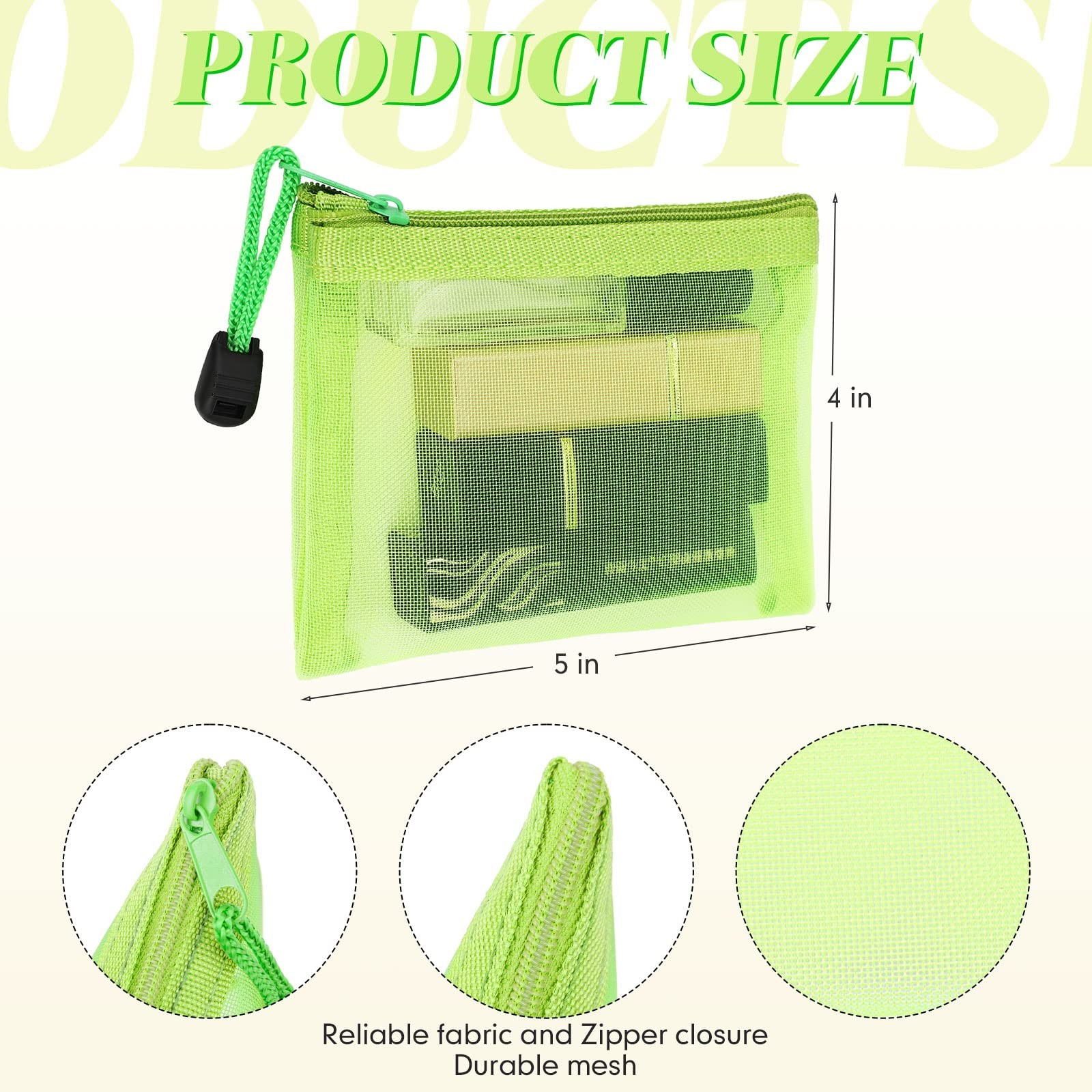 Jexine 24 Pcs Mini Zipper Mesh Bags Lipstick 5 x 4 Inch, Bright Color