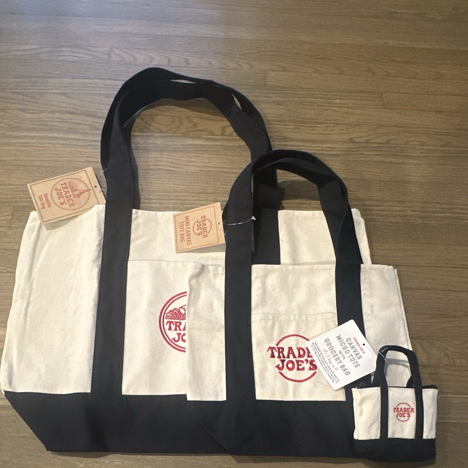 Navy Trader Joe’s Reusable Tote Shopping Bag Classic Mini Micro
