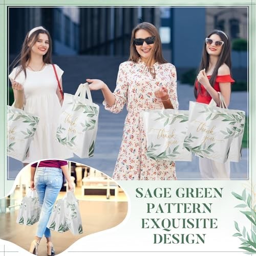 200 Pack Large Thank You Shopping Bags – 15″x12″ Heavy Duty Reusable Plastic Gif