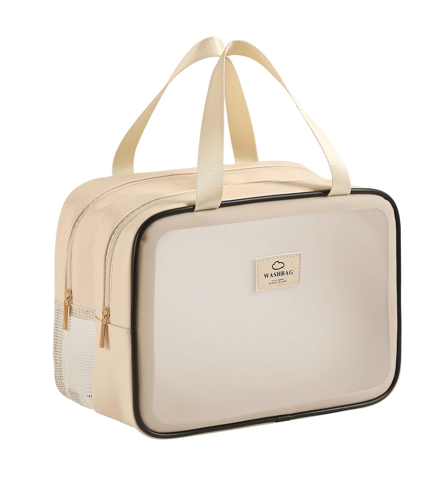 Heliar Large Travel Toiletry Bag with Dry Wet Separation– PVC Large, Beige