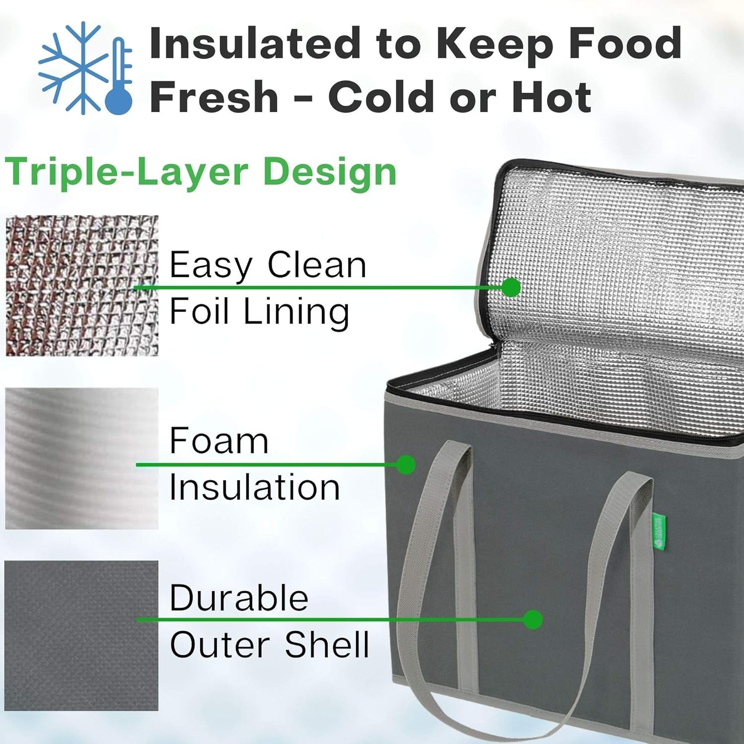 XL Insulated Reusable Grocery Bags 2-Pack – Quality Cooler Bags with Hard Bo…