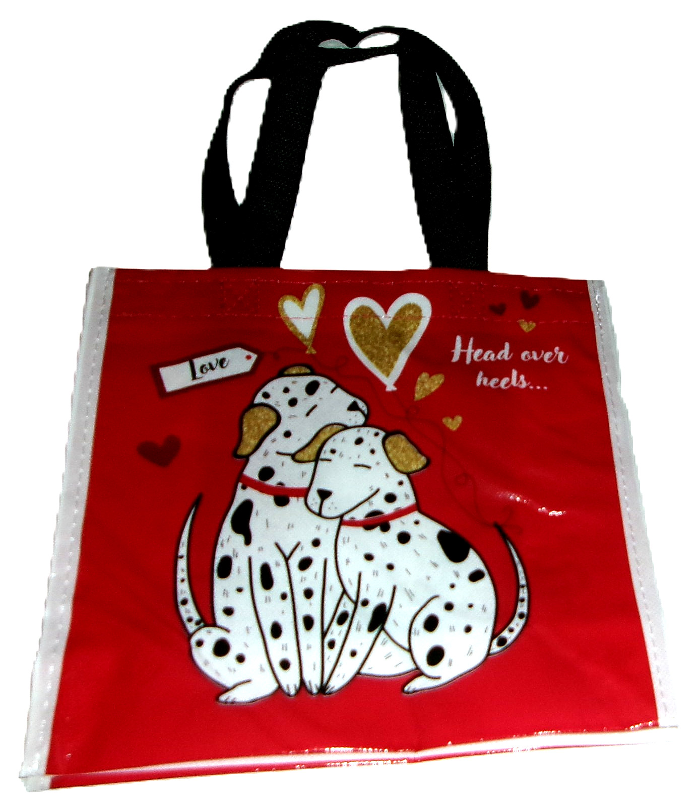 VALENTINE’S DAY Reusable Tote Bag ~ 10″ x 9″ x 4″ ~ LOVE/HEAD OVER HEELS