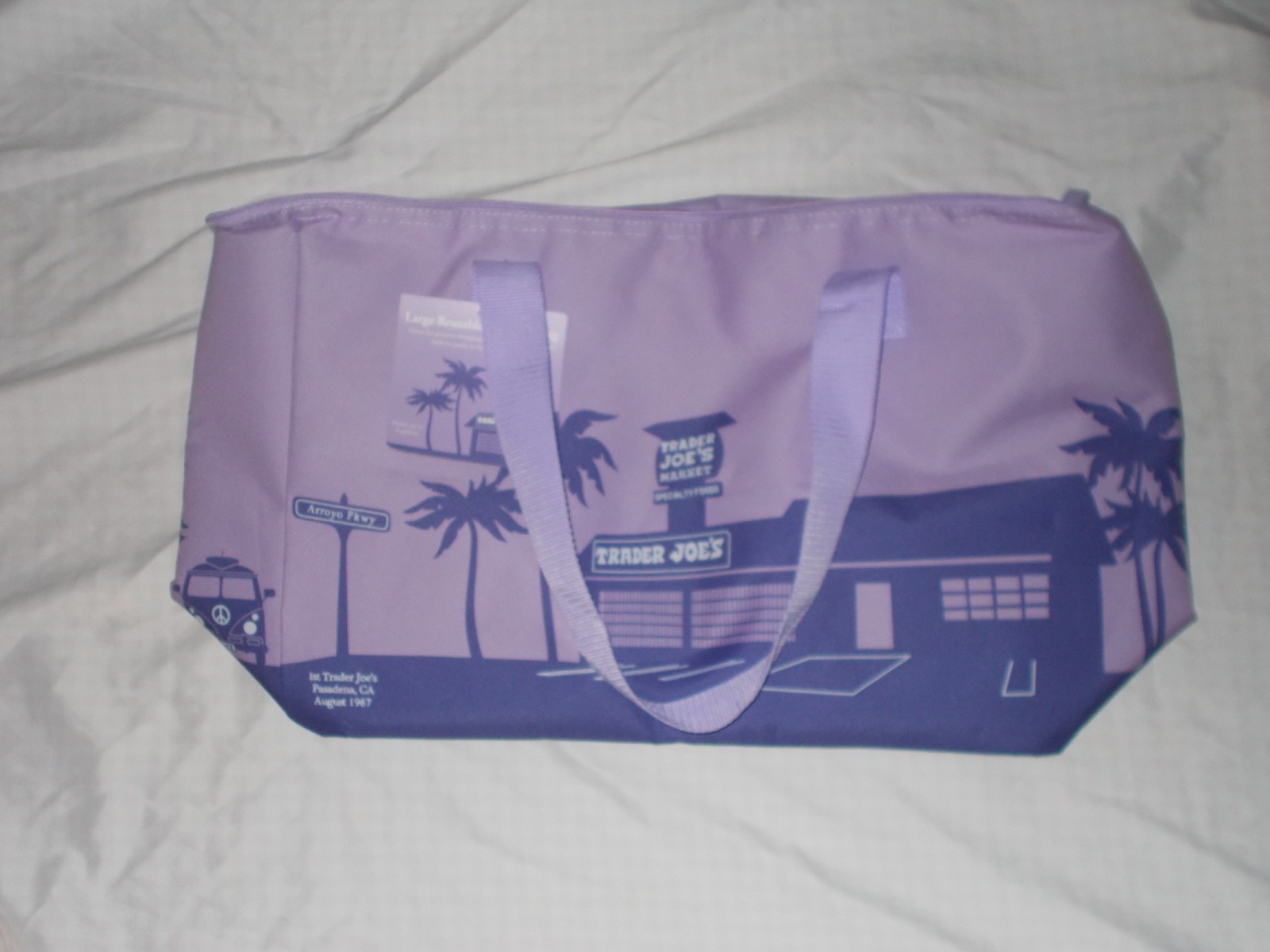 Trader Joe’s Insulated Reusable Shopping Bag 8 Gallons Purple Rain Tote Bag 2026