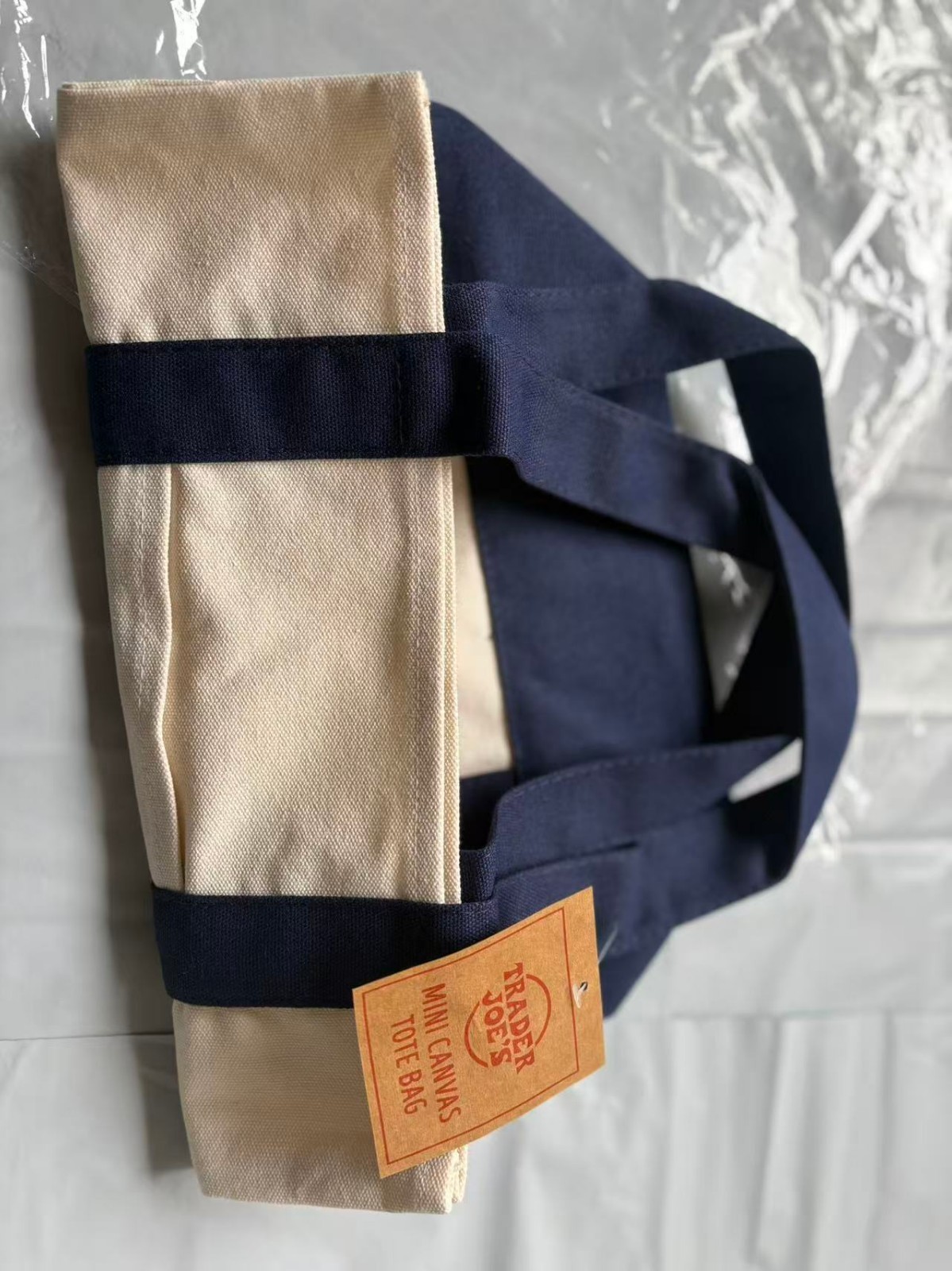 1PC Dreamy navy Trader Joe’s Pastel Mini Canvas Tote Bags New Year gift bag