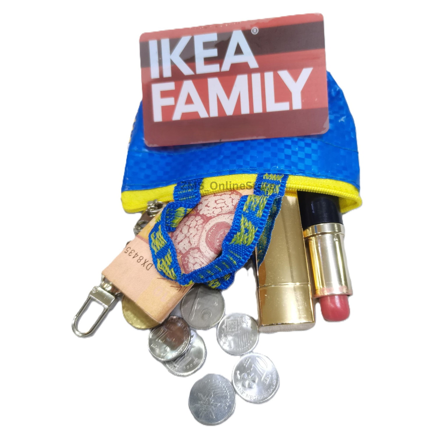 IKEA Knolig Mini Small Coin Purse Bag Zipper Keychain Blue 9x3x7cm 2 Pcs