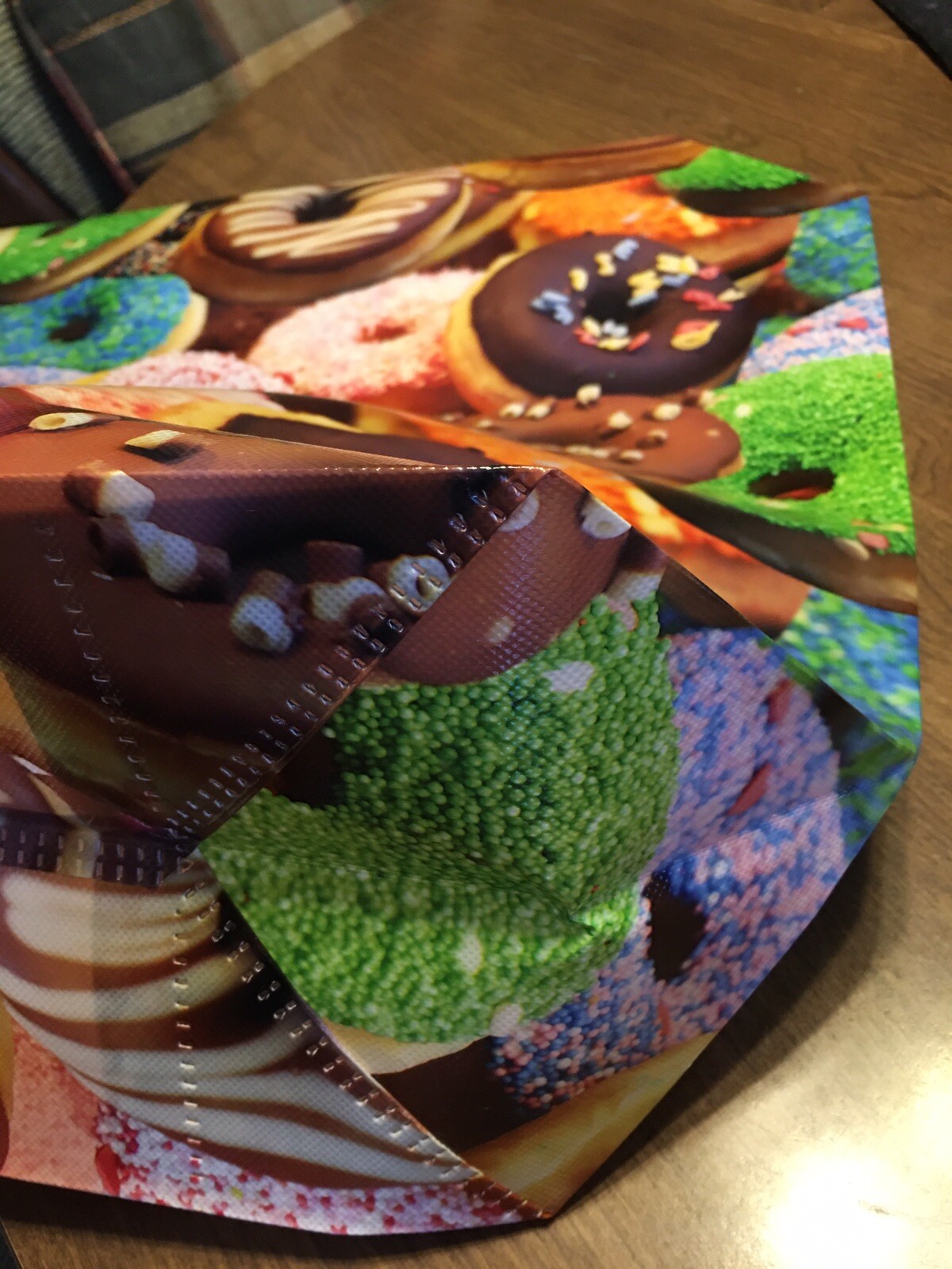 XXL Realistic Yummy Donut Print Reusable Shopping Tote 22”X 20”X 6” EcoFriendly