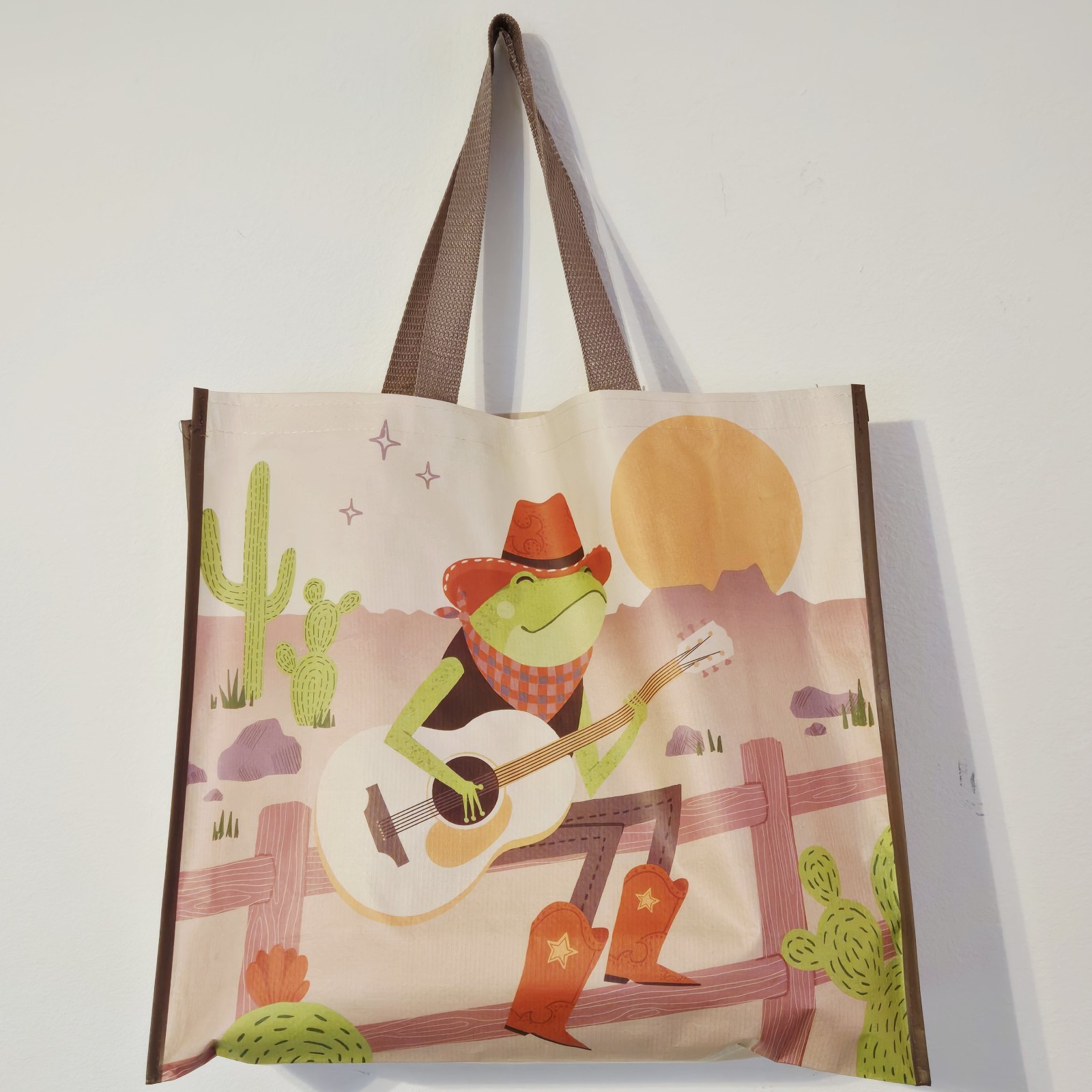 Frog Western Cowboy Cactus Guitar West Desert Sunset Shopping Bag TJMaxx New!