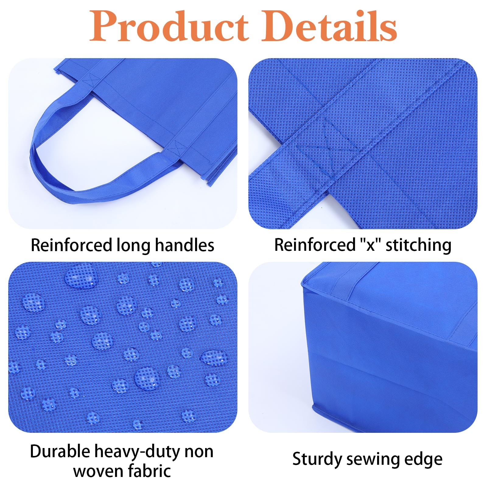 24 PCS 40 Lbs 6 Assorted Colors Heavy Duty Reusable Grocery Shopping Totes