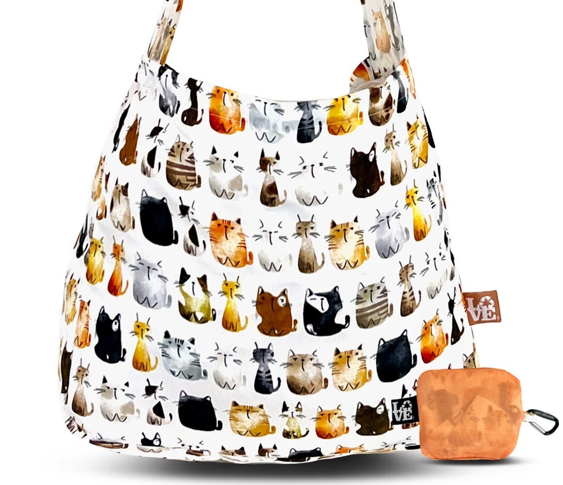 LOVE REUSABLE BAG Cat’s Meow Stash It Recycled Reusable Shopping Bag, 1 EA