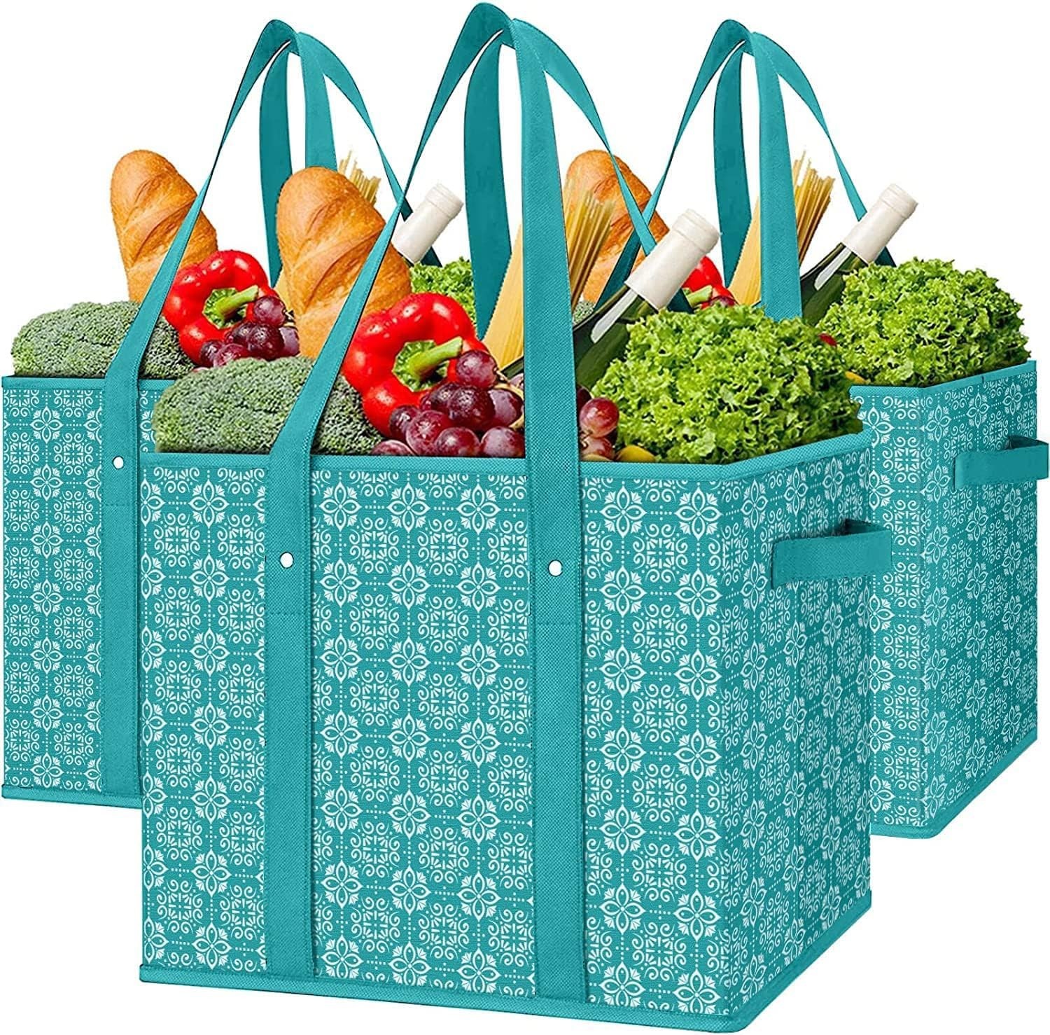 WISELIFE Reusable Grocery Bags 3 Pack,Large Grocery Tote Bag Water Resistant …