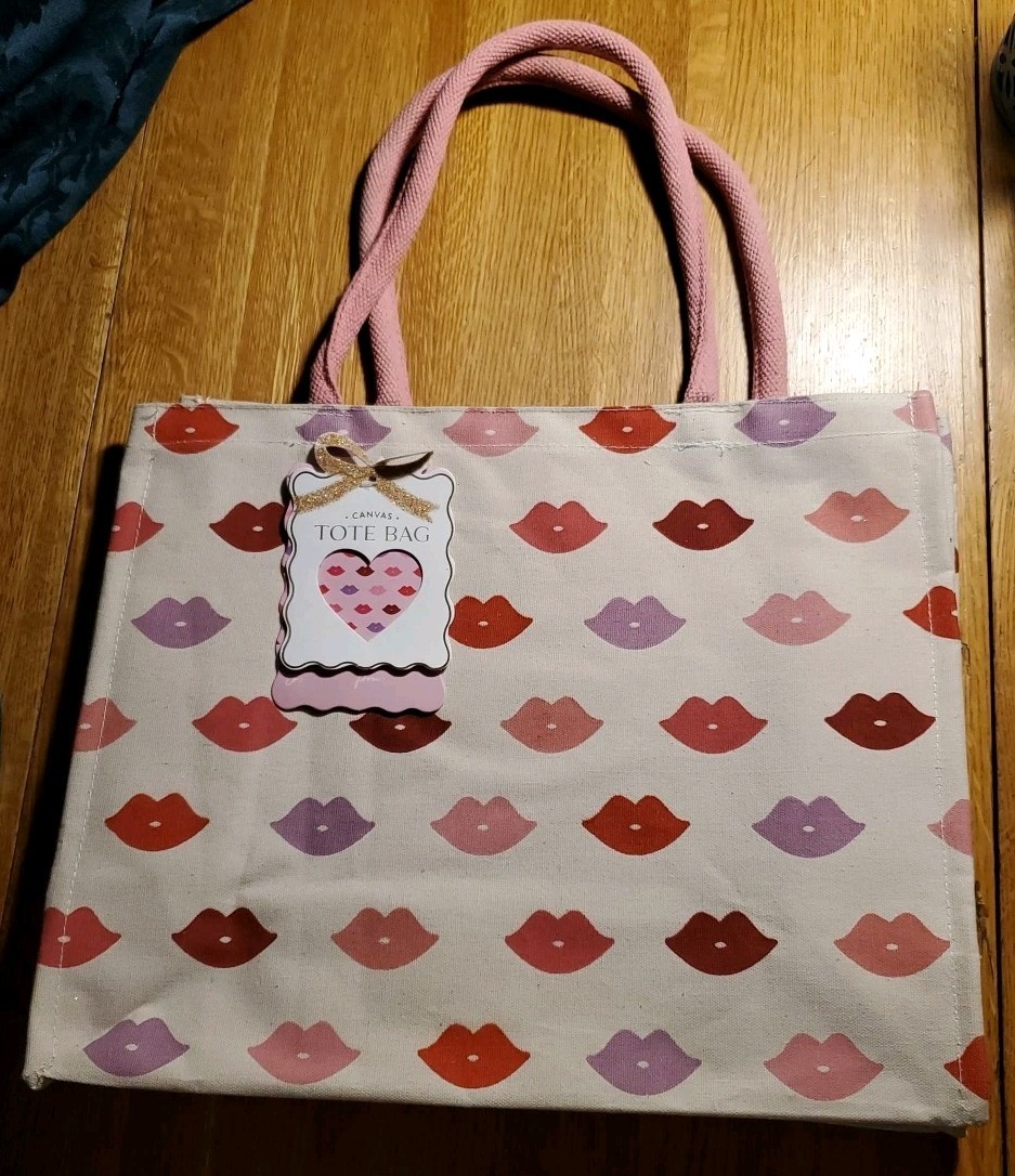 Eccolo Valentine’s Day Lips 💋 Kisses Cotton Canvas Reusable Shopping Tote Bag