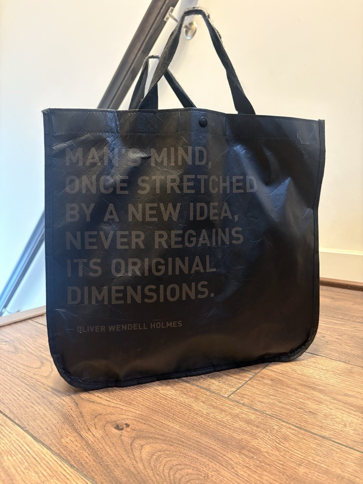 lululemon Black Large Reusable Tote Bag Plastic/Cotton 20x8x18 in