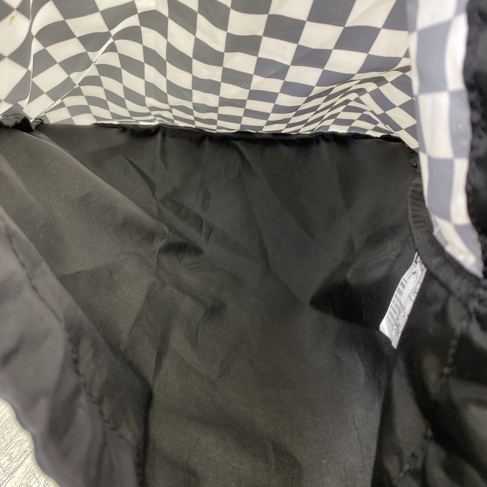 Ikea Pluggland Checkered Drawstring Sling Backpack Tote Bag Black White