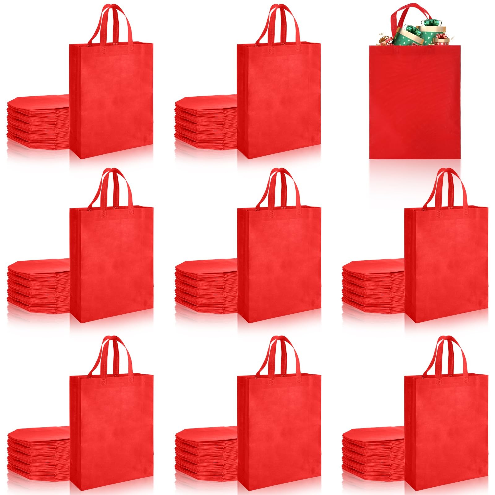 80 PCS Large Reusable Non Woven Tote Grocery Bags Bulk 15×11.8×4 Inch