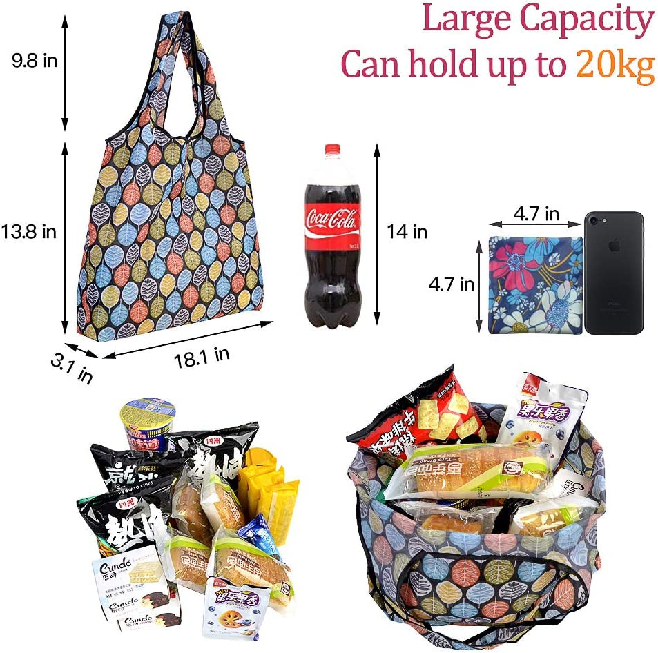 SZUAH 10 Pack Reusable Grocery Shopping Bags, Foldable Shopping Bags Grocery Tot