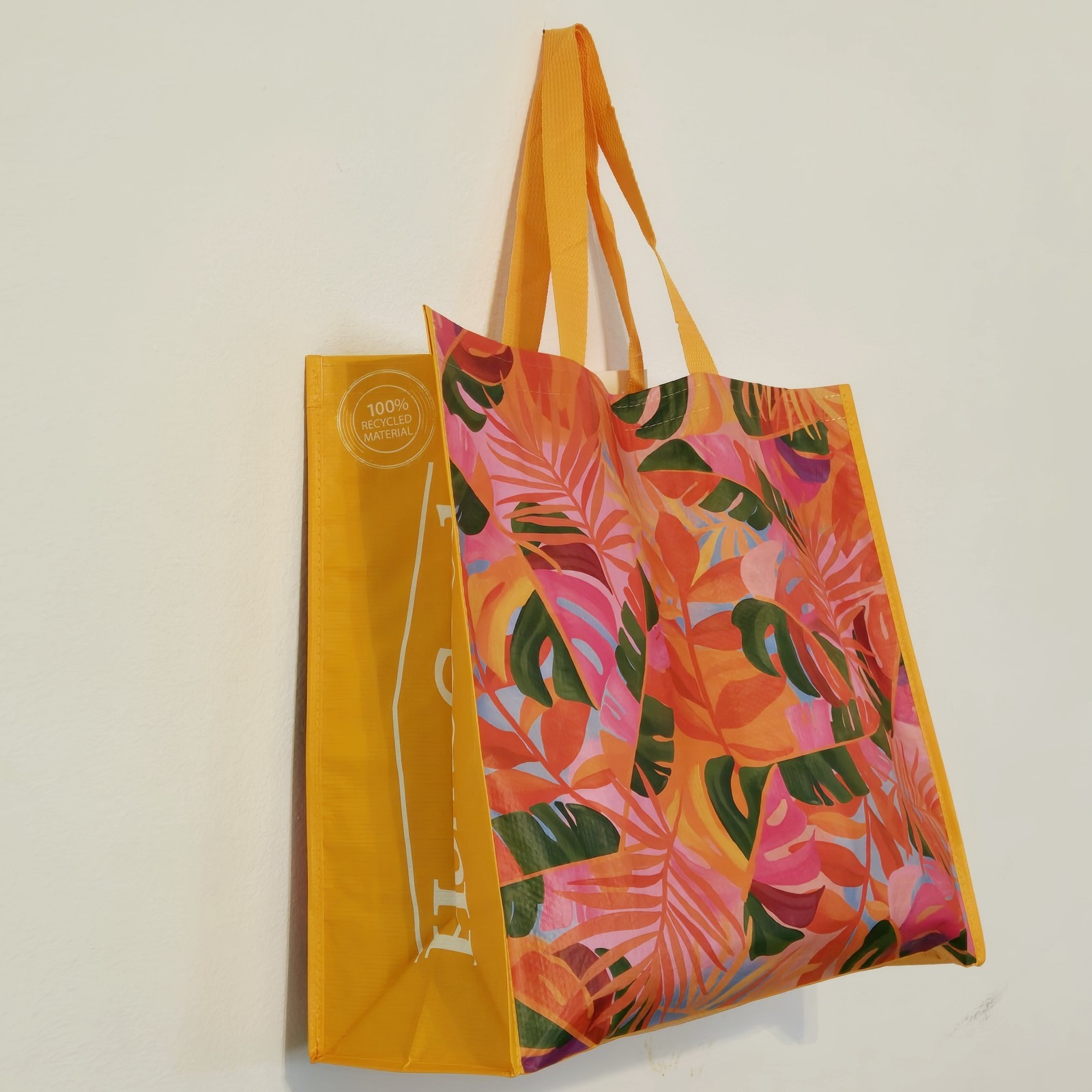 Shopping Tote Bag Tropical Palm Trees Leaves Orange Green Homegoods New!
