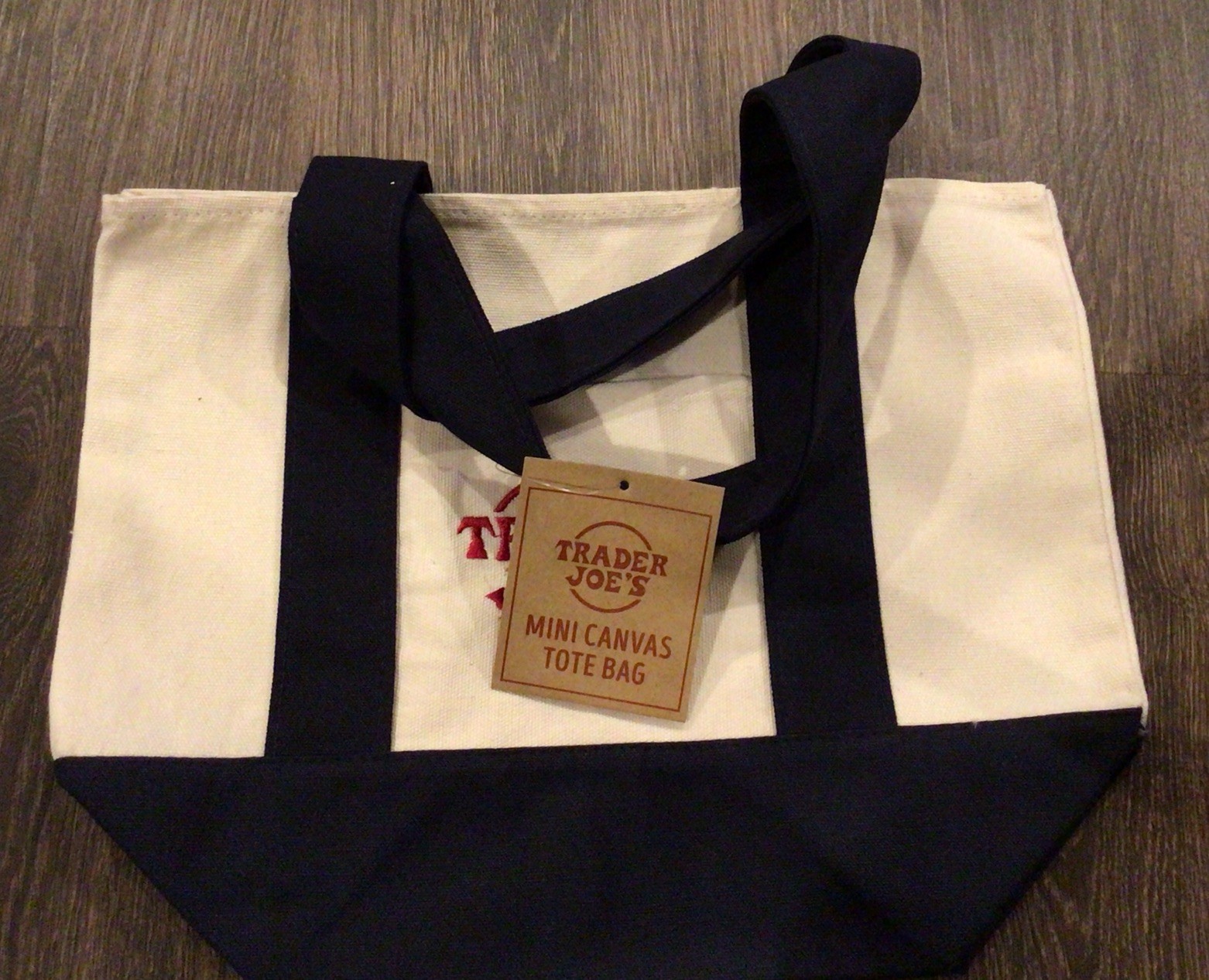 Trader Joe’s MINI tote bag all cotton sturdy BLUE 10″ x 13″
