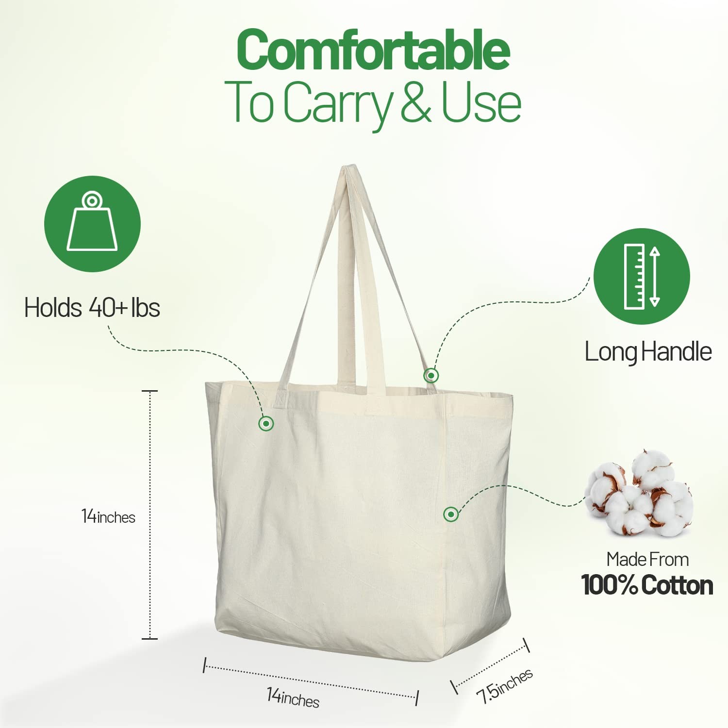 3 Pack Canvas Reusable Grocery Bags – Cotton Canvas Grocery Bag Cloth Shoppin…