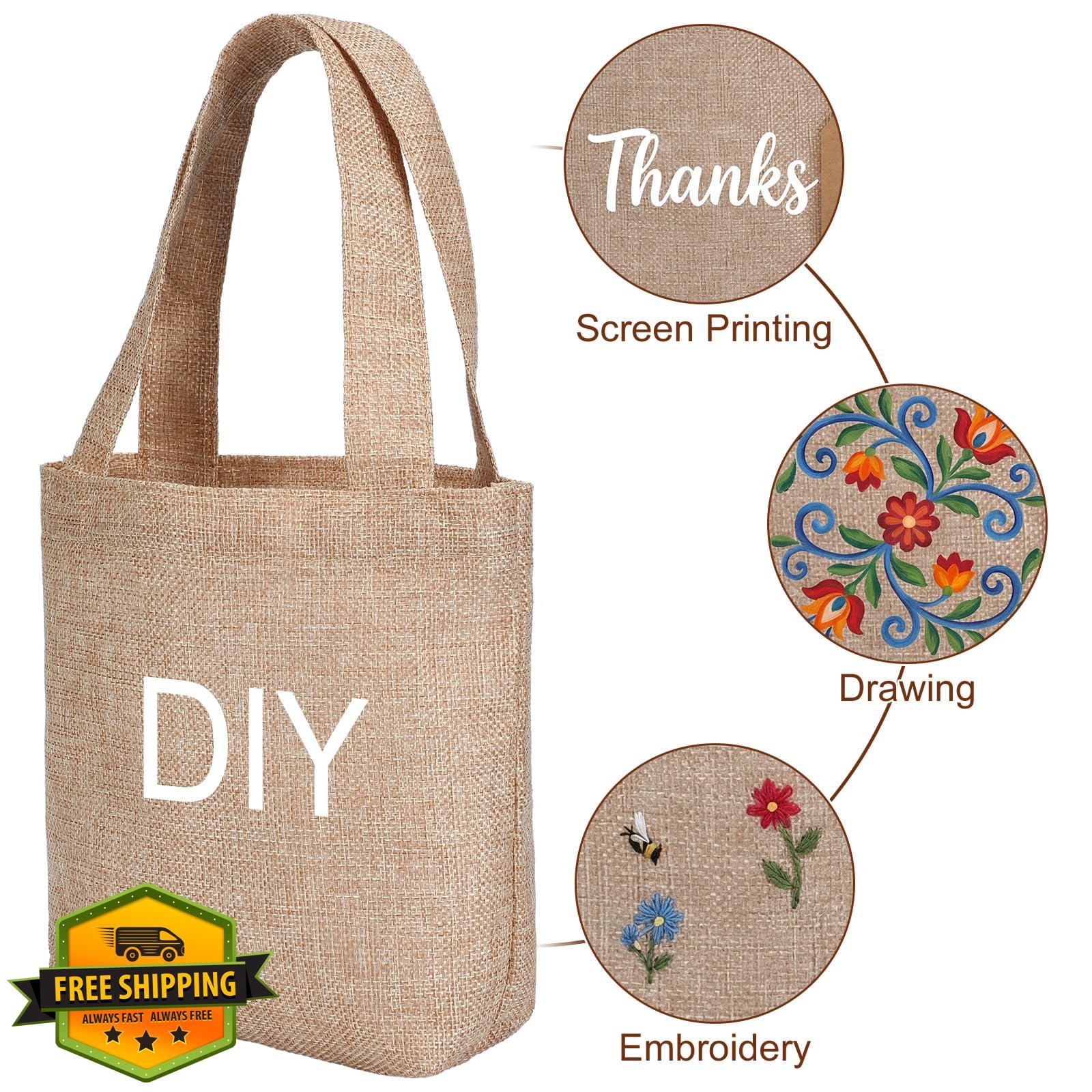 Aliceset 36 Light Brown burlap tote bags 8x8x3.2