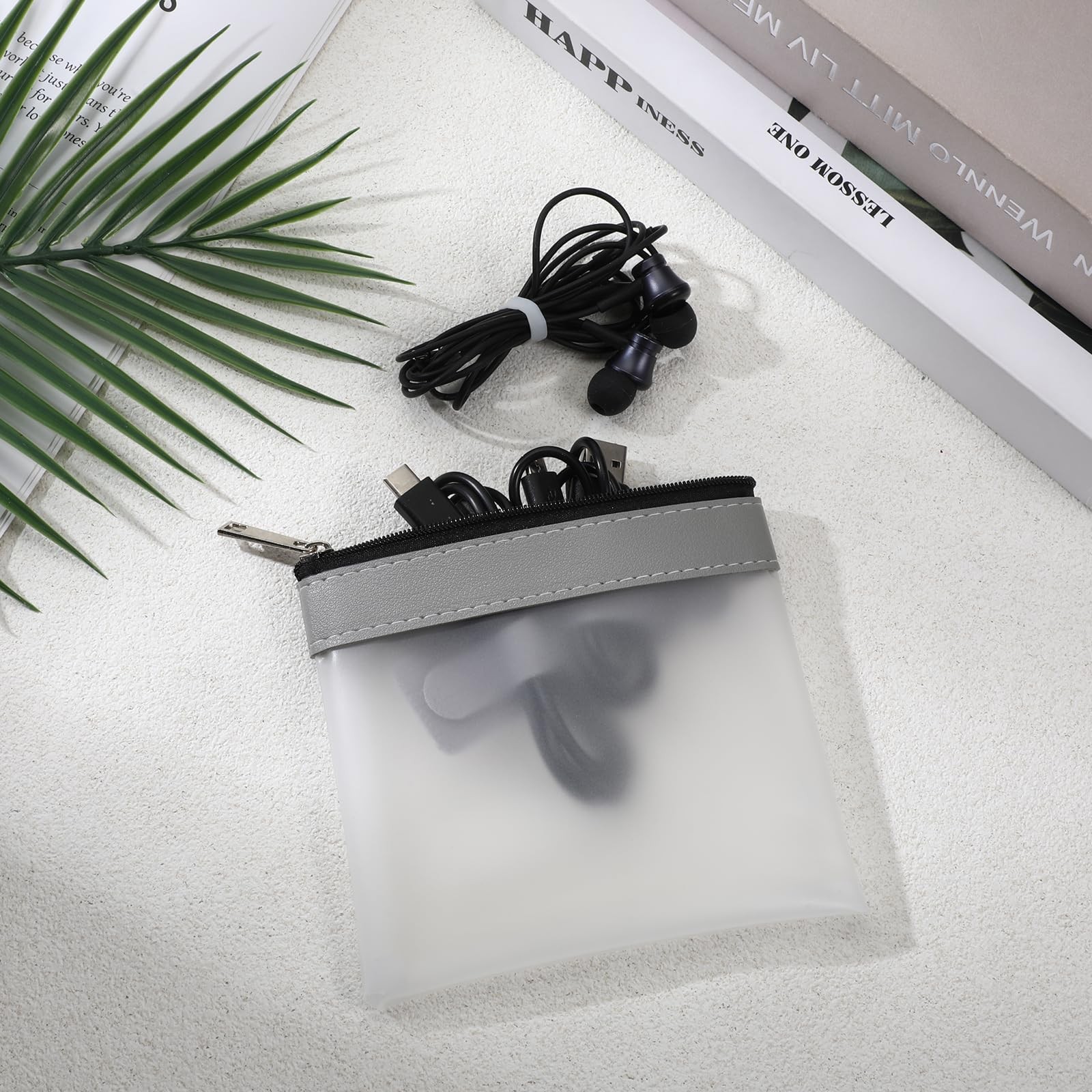 4 Pcs Small Clear Pouch Mini Zipper Coin Black, Pink, Gray, Green
