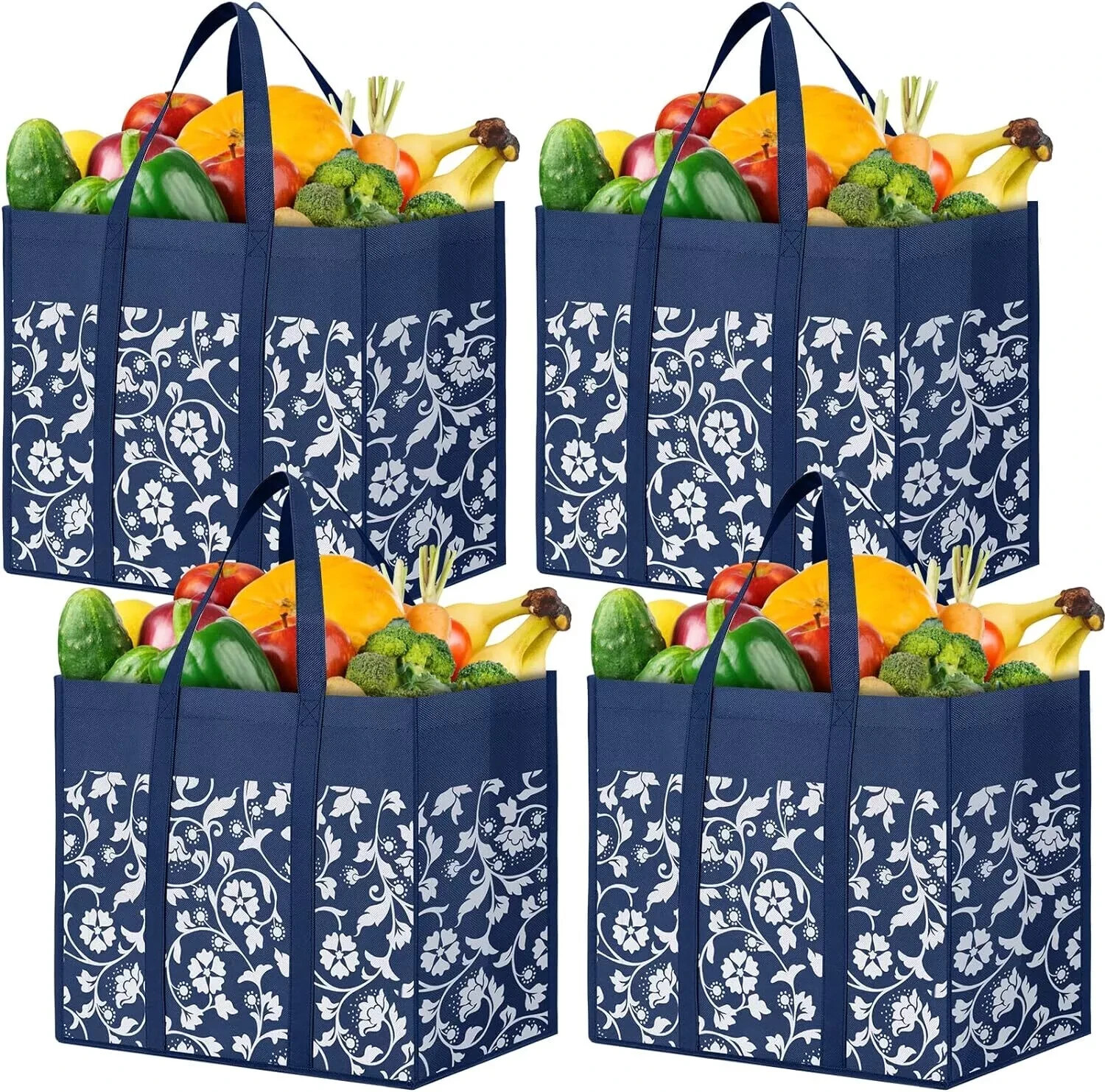 WOWBOX Reusable Grocery Bags Foldable Tote Bags bulk with Reinforced Handles …
