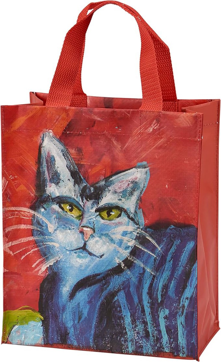 Primitives by Kathy Daily Tote – Colorful Blue Cats, 8.75″ x 10.25″ x 4.75″